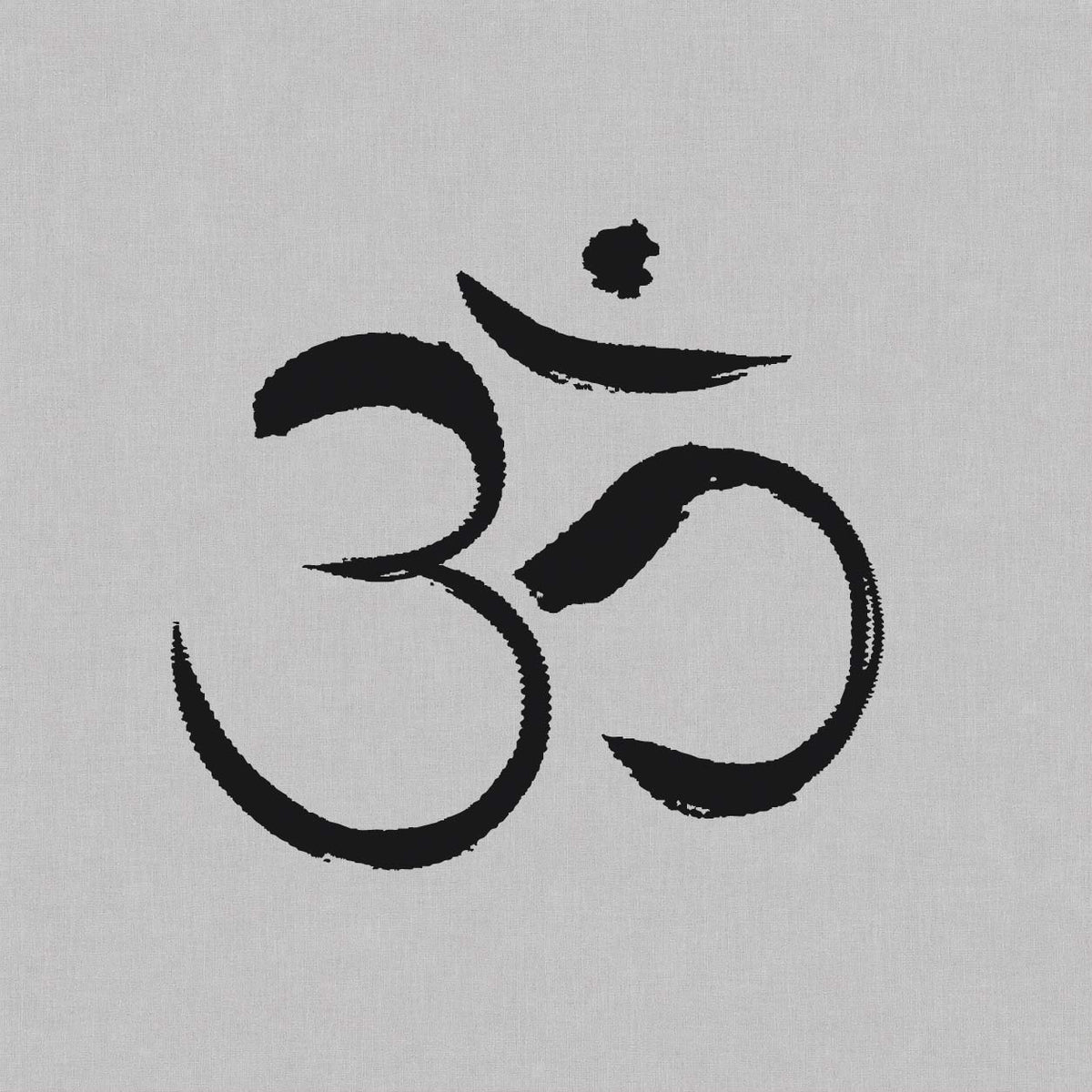 Om temporary tattoo design featuring a minimalist Om symbol with bold black brush strokes.
