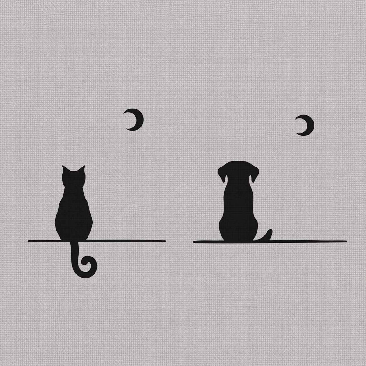Pet temporary tattoos set featuring two separate designs of a cat and a dog sitting beneath crescent moons

