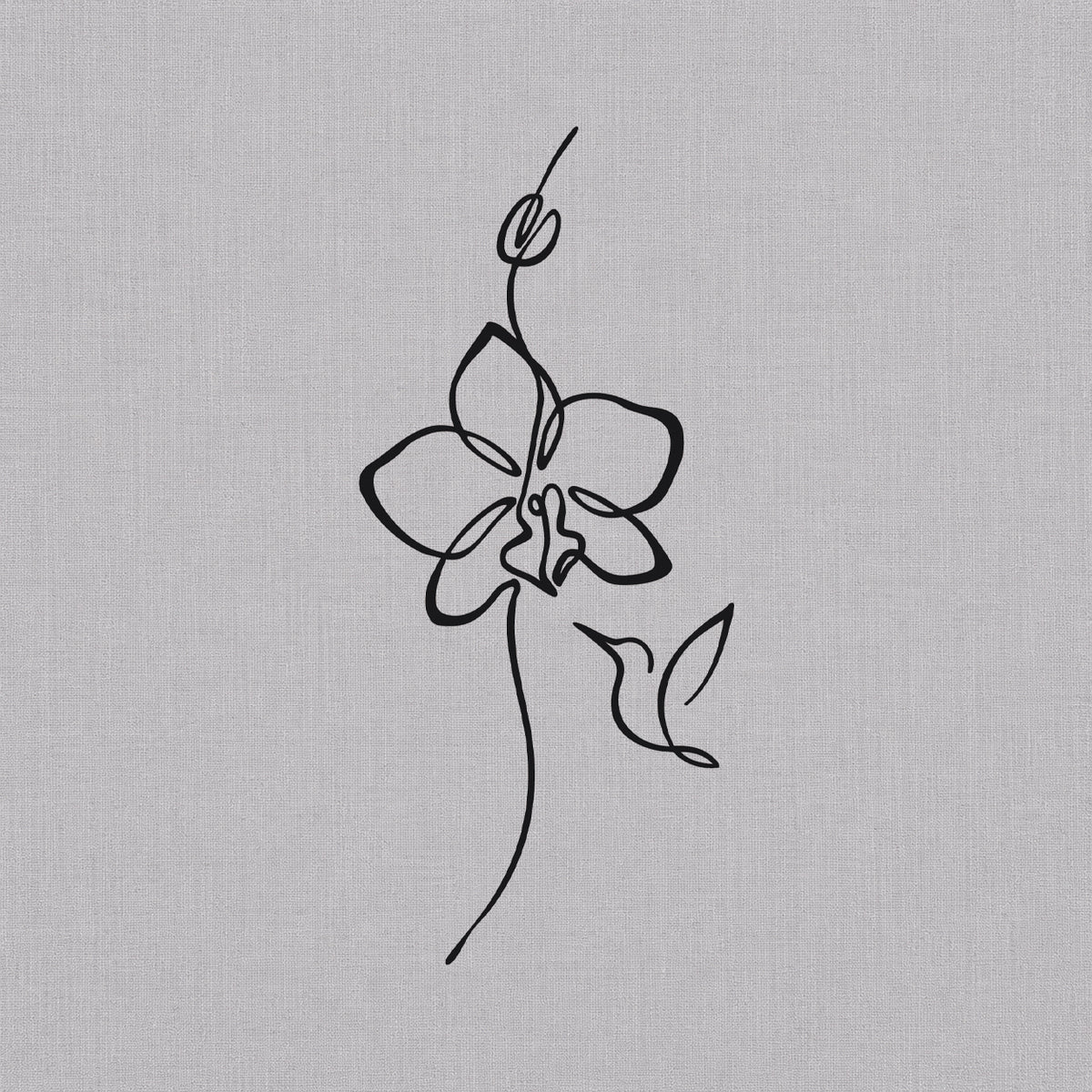 Floral temporary tattoos featuring a one-line orchid flower with a small hummingbird

