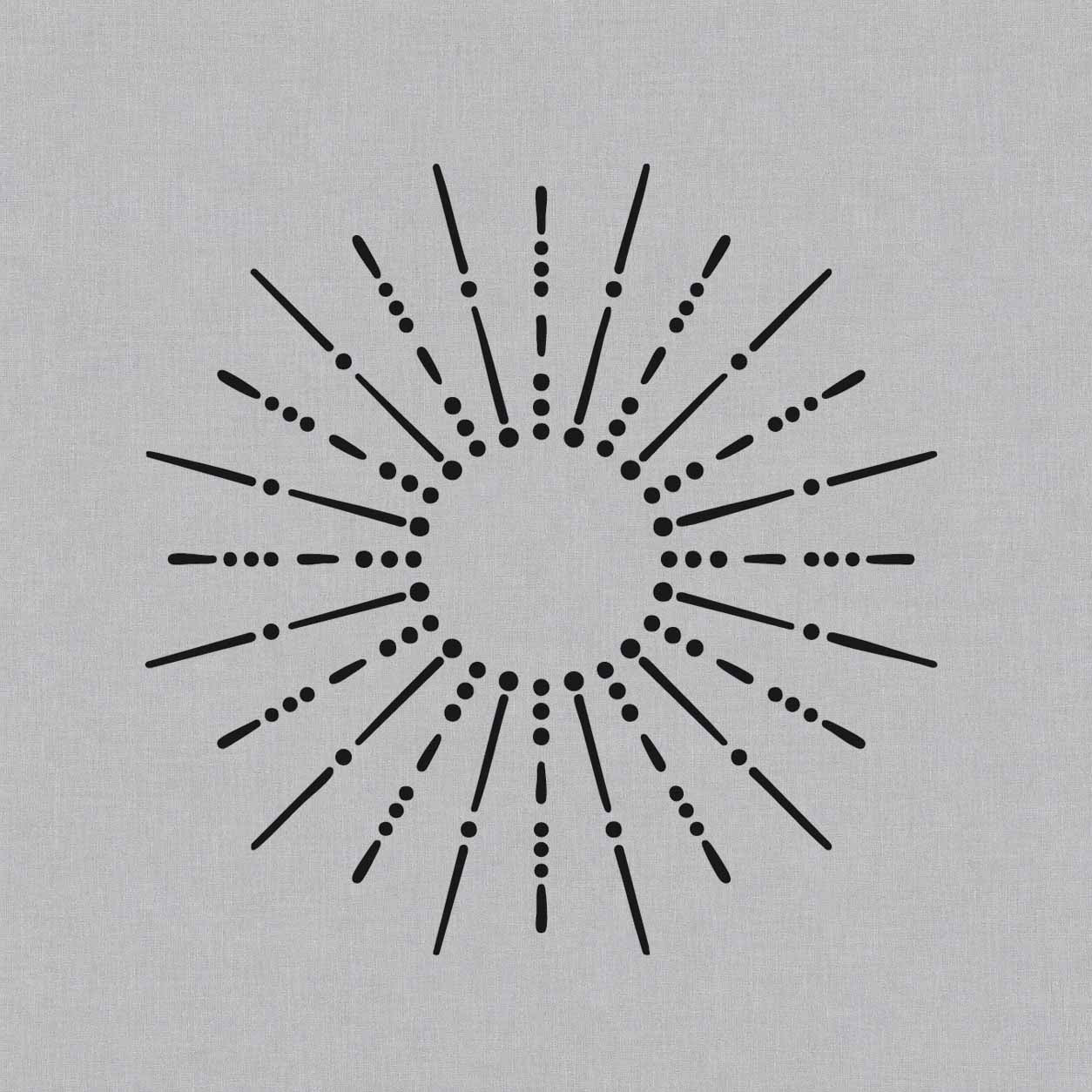 Minimalist sunburst temporary tattoo with dotted radiating geometric lines