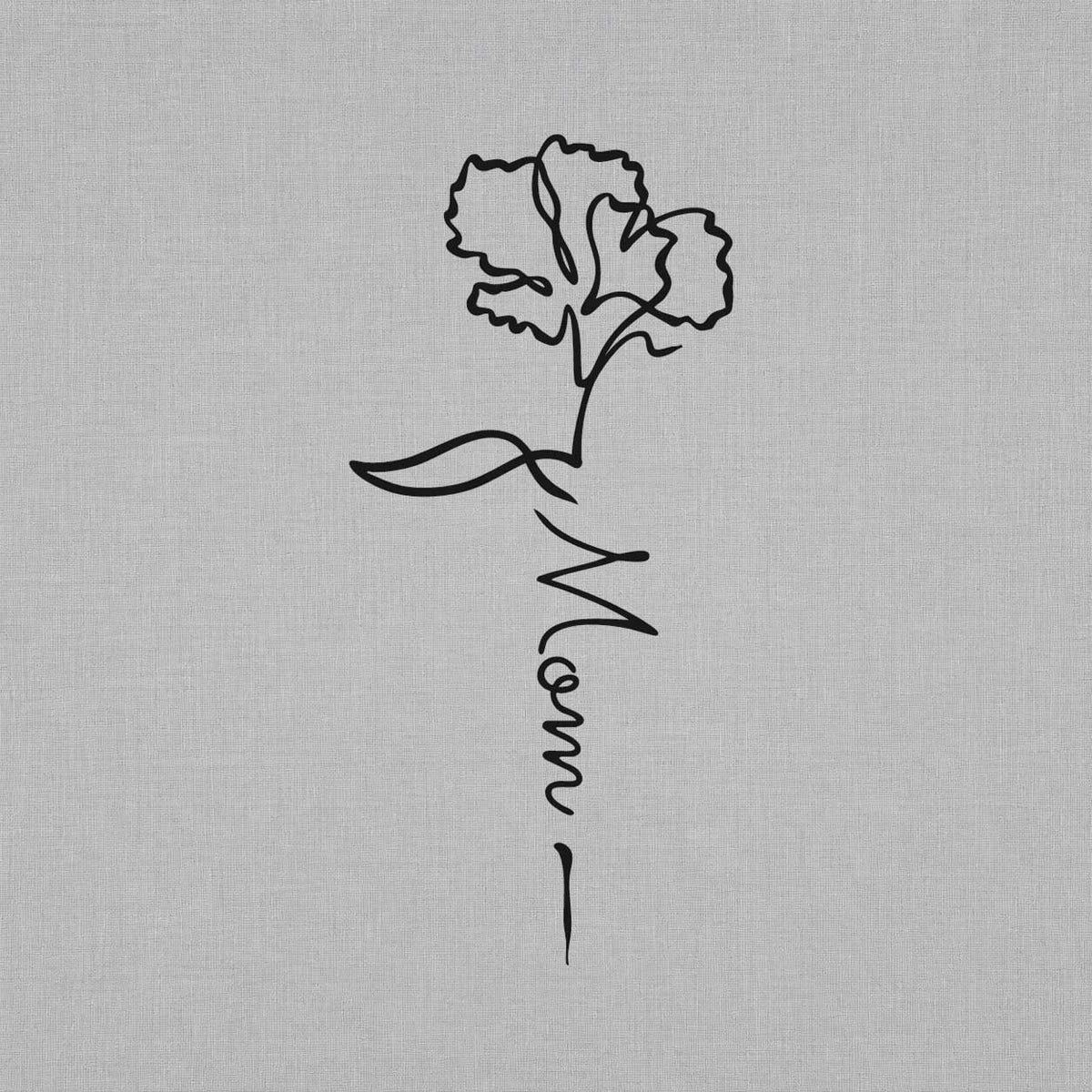 Carnation flower temporary tattoos with handwritten Mom script for a meaningful tribute design
