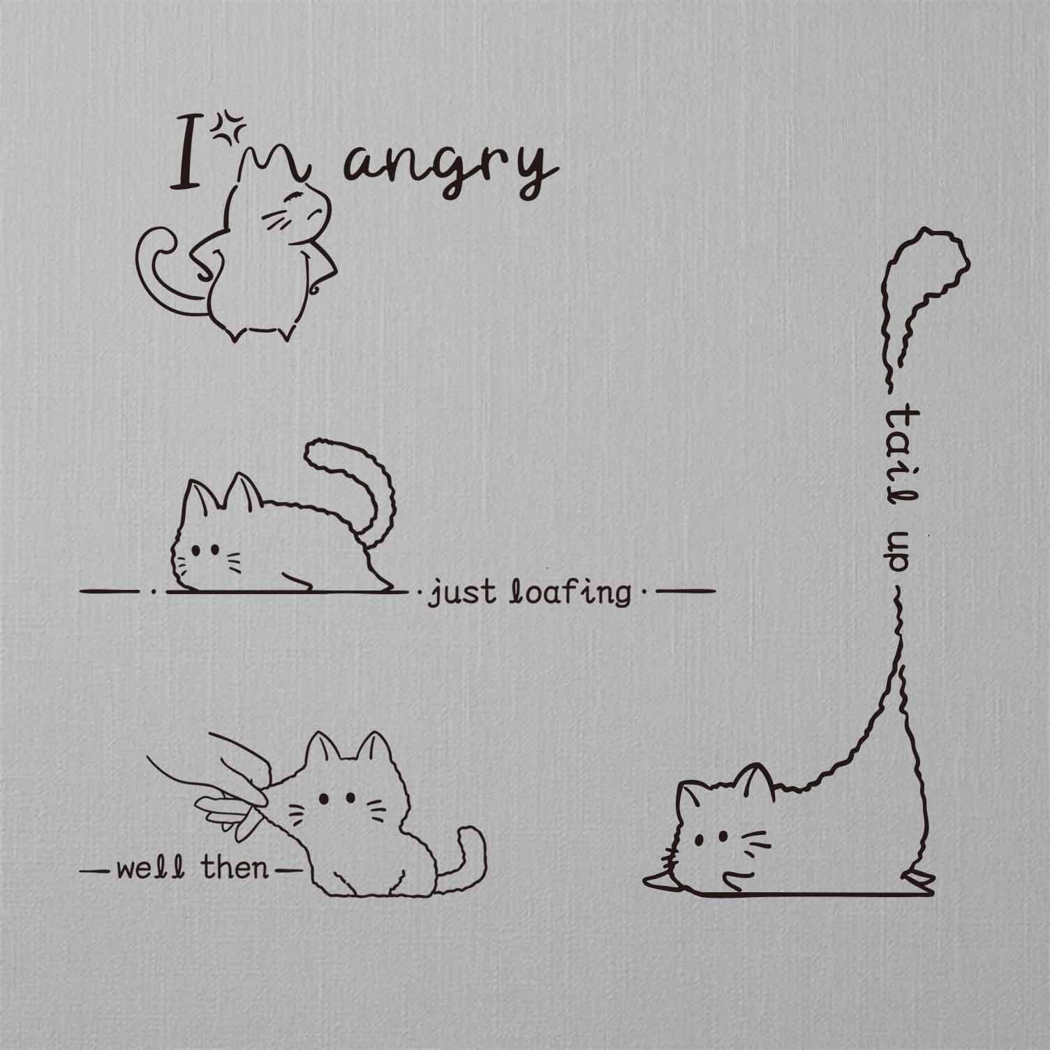 Mood cat & quote temporary tattoo set with cute cat doodles and funny text designs