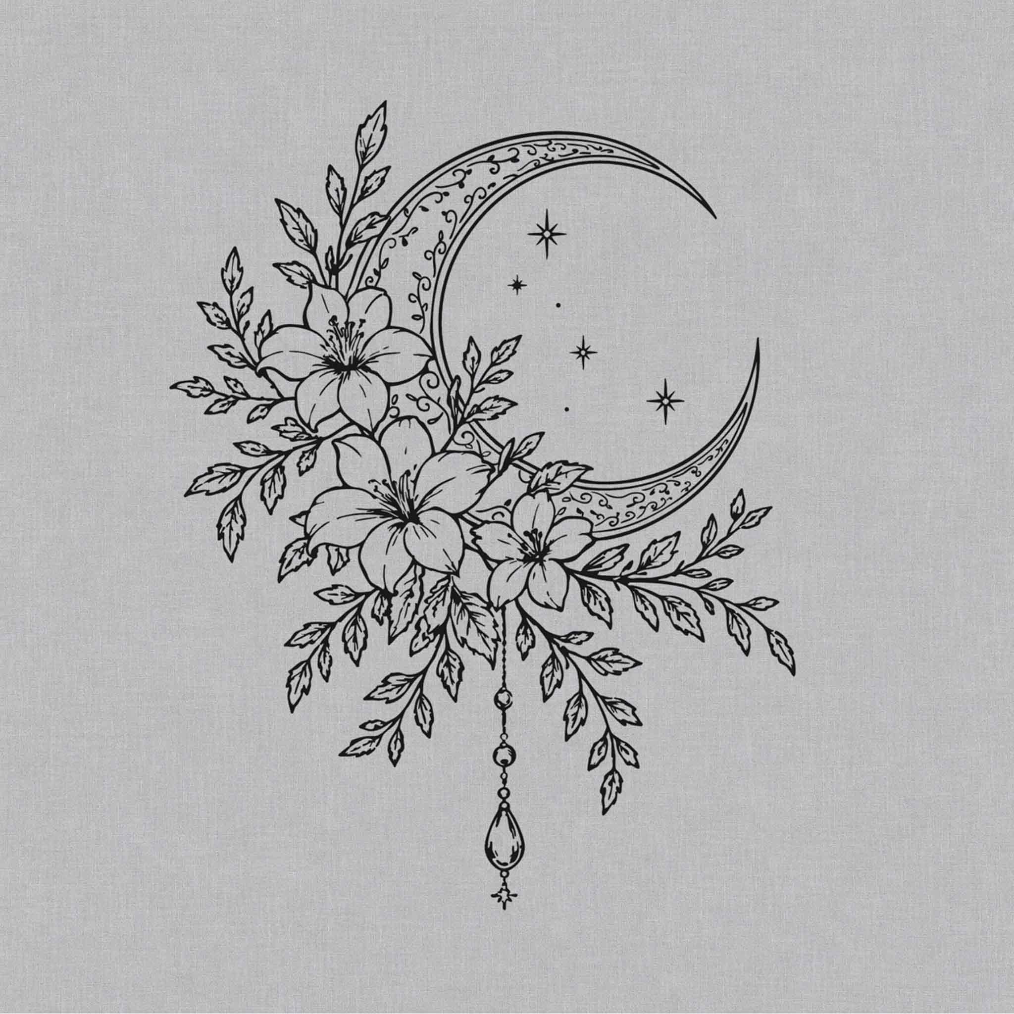 Moon and floral herbal semi-permanent tattoo