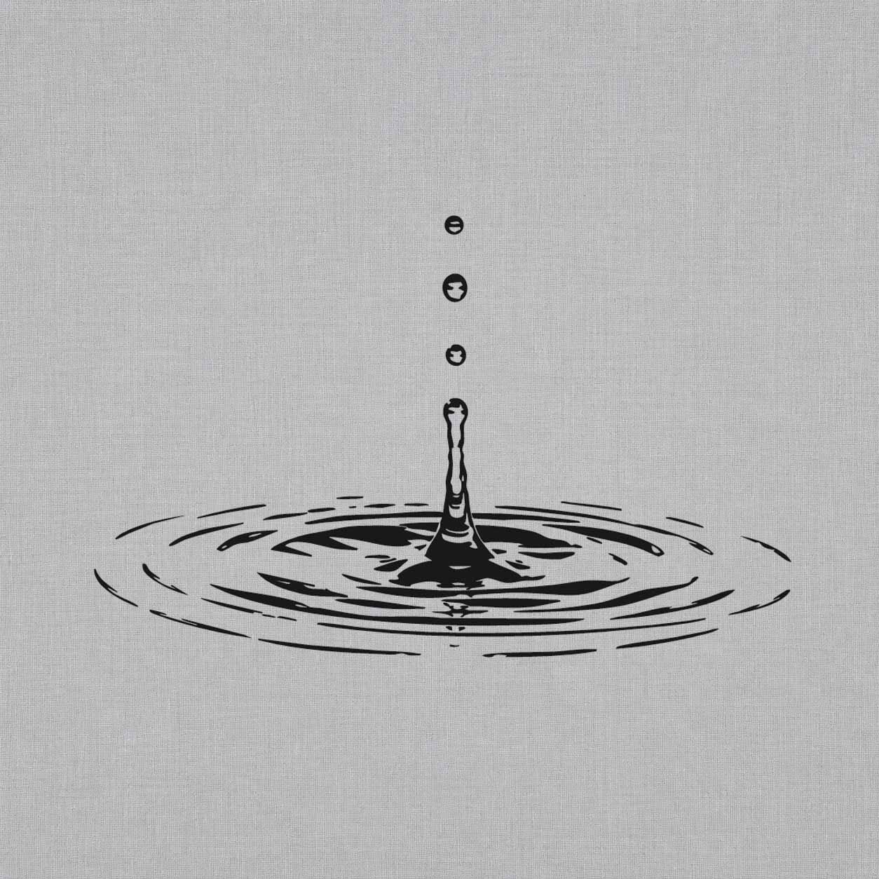 Water ripple temporary tattoo featuring falling droplets, a central splash, and expanding circular waves in minimalist black linework.
