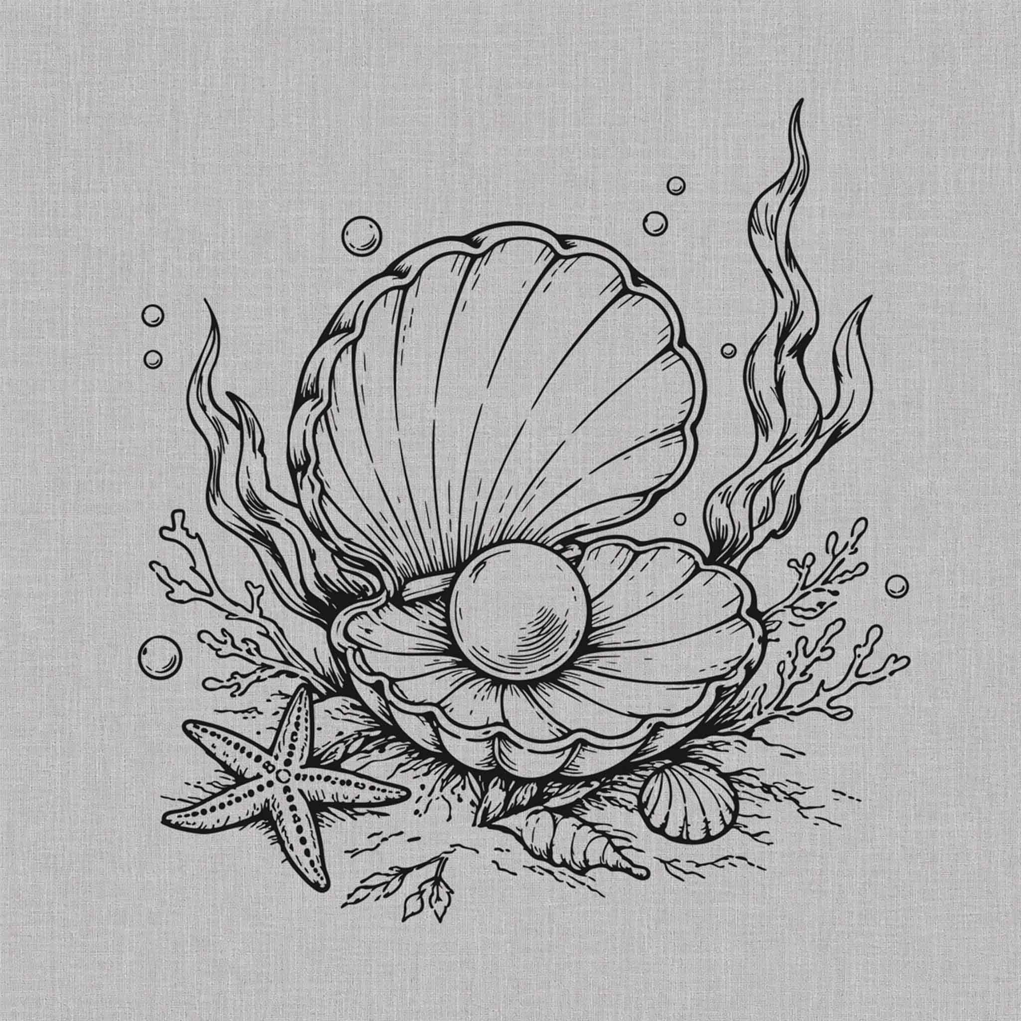 Pearl shell and starfish ocean-inspired semi-permanent tattoo design