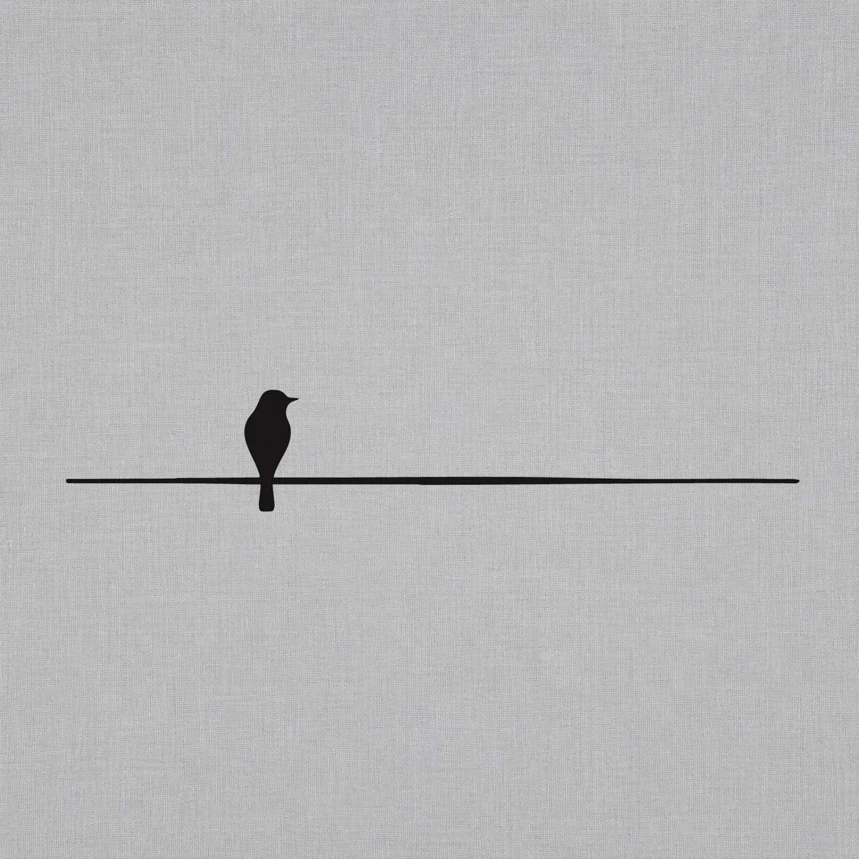 Semi permanent tattoo featuring a small black bird perched quietly on a long horizontal line in a simple minimalist composition.
