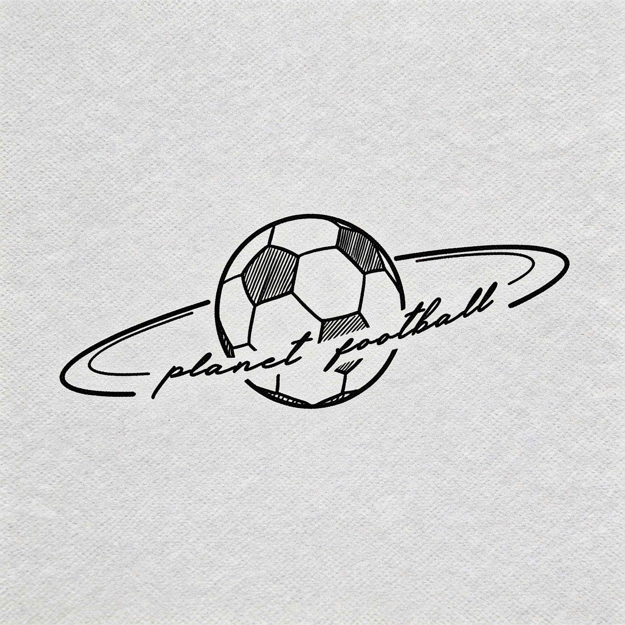 Planet football temporary tattoo with soccer ball and orbit line design