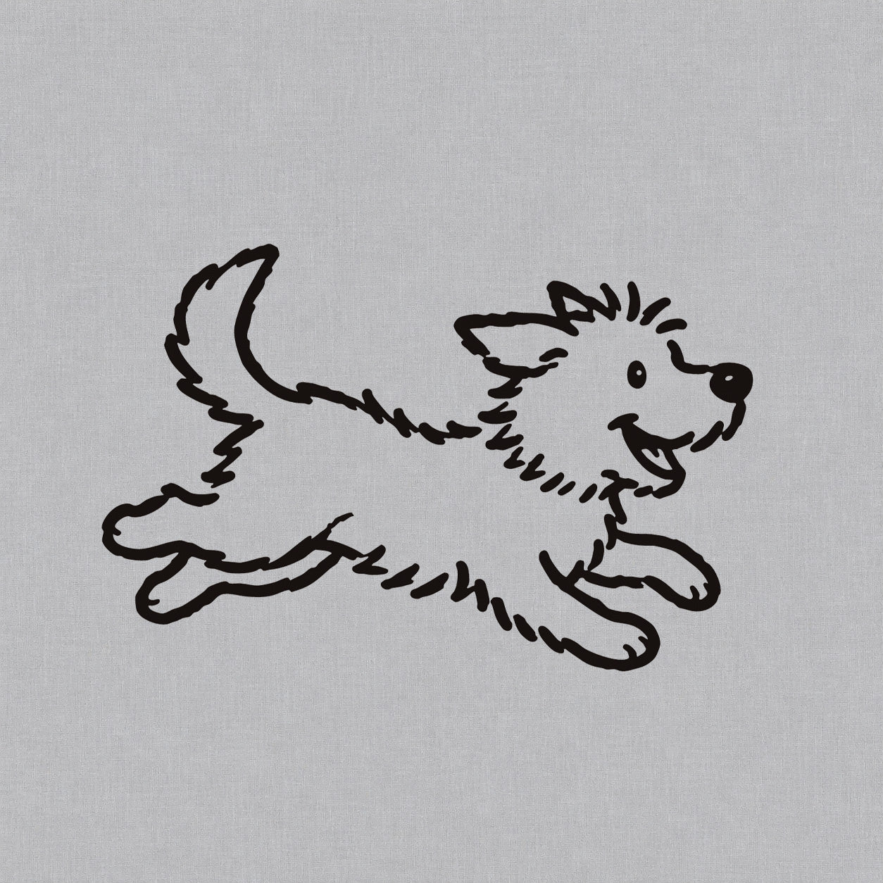 Temporary tattoo design featuring a playful running dog with a happy expression and simple outline style.