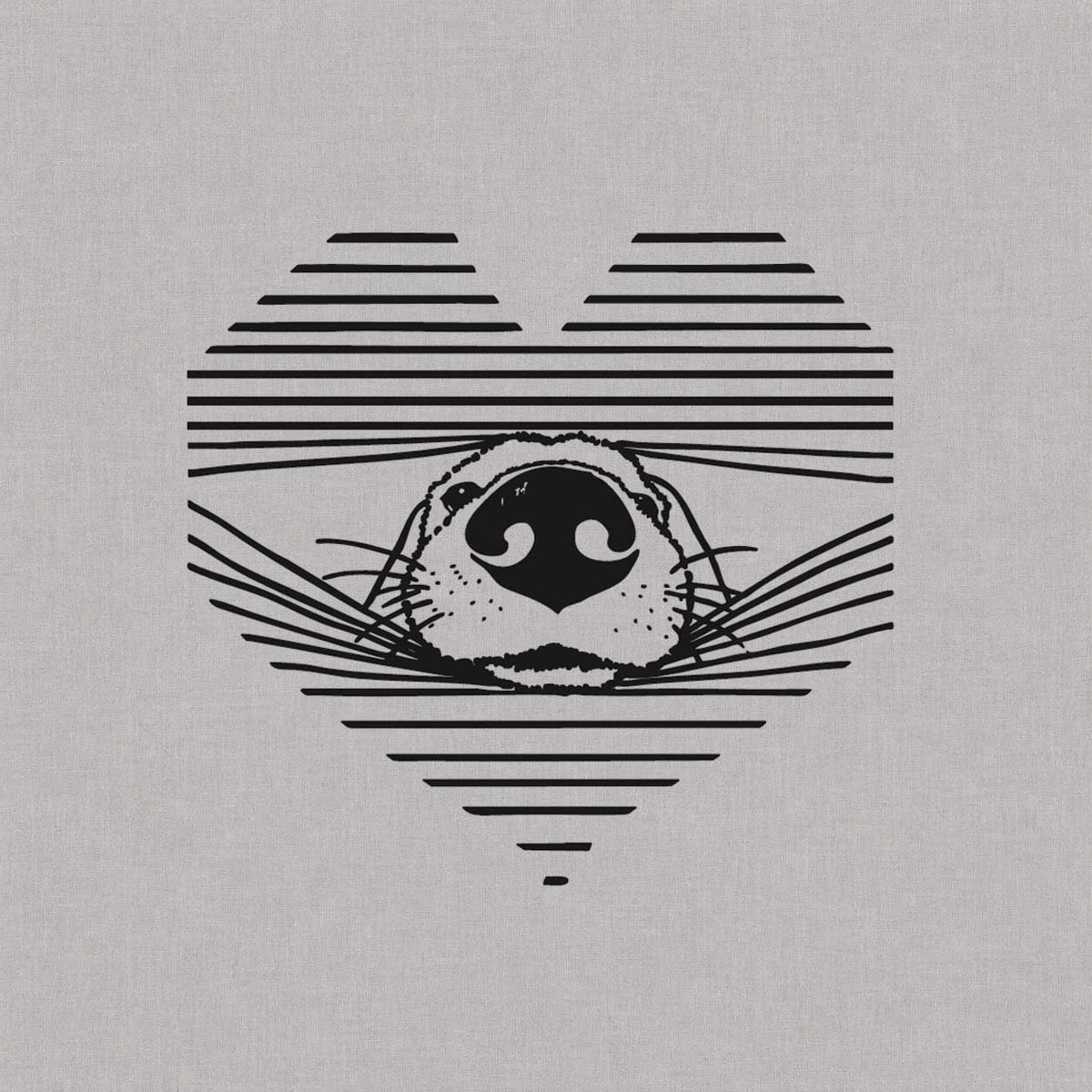 Personalized temporary tattoos featuring a puppy nose peeking through a heart-shaped line design
