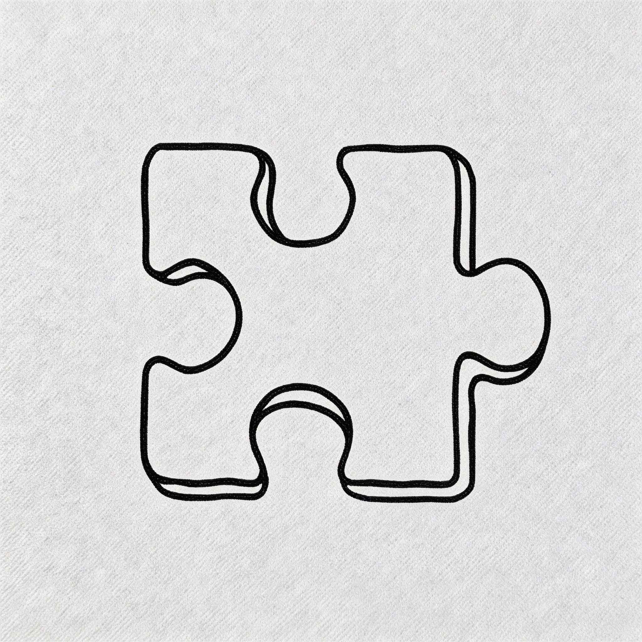 Minimal puzzle piece temporary tattoo with clean abstract line art design
