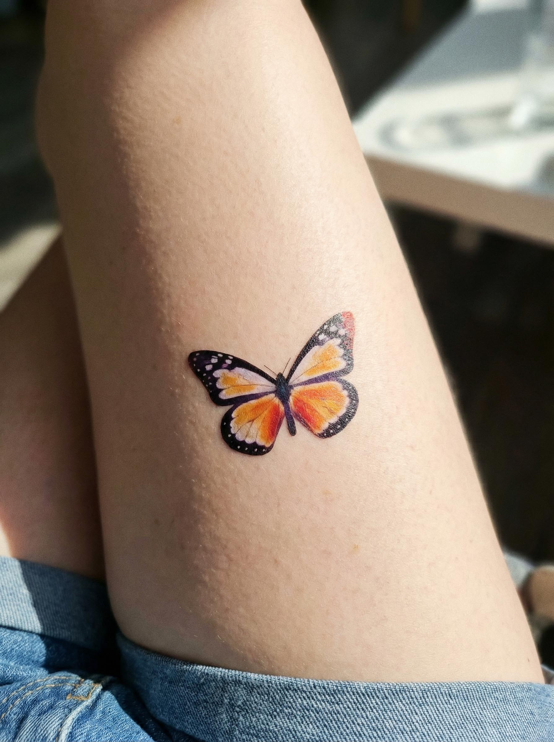  Monarch Butterfly Thigh Tattoo Real Shot