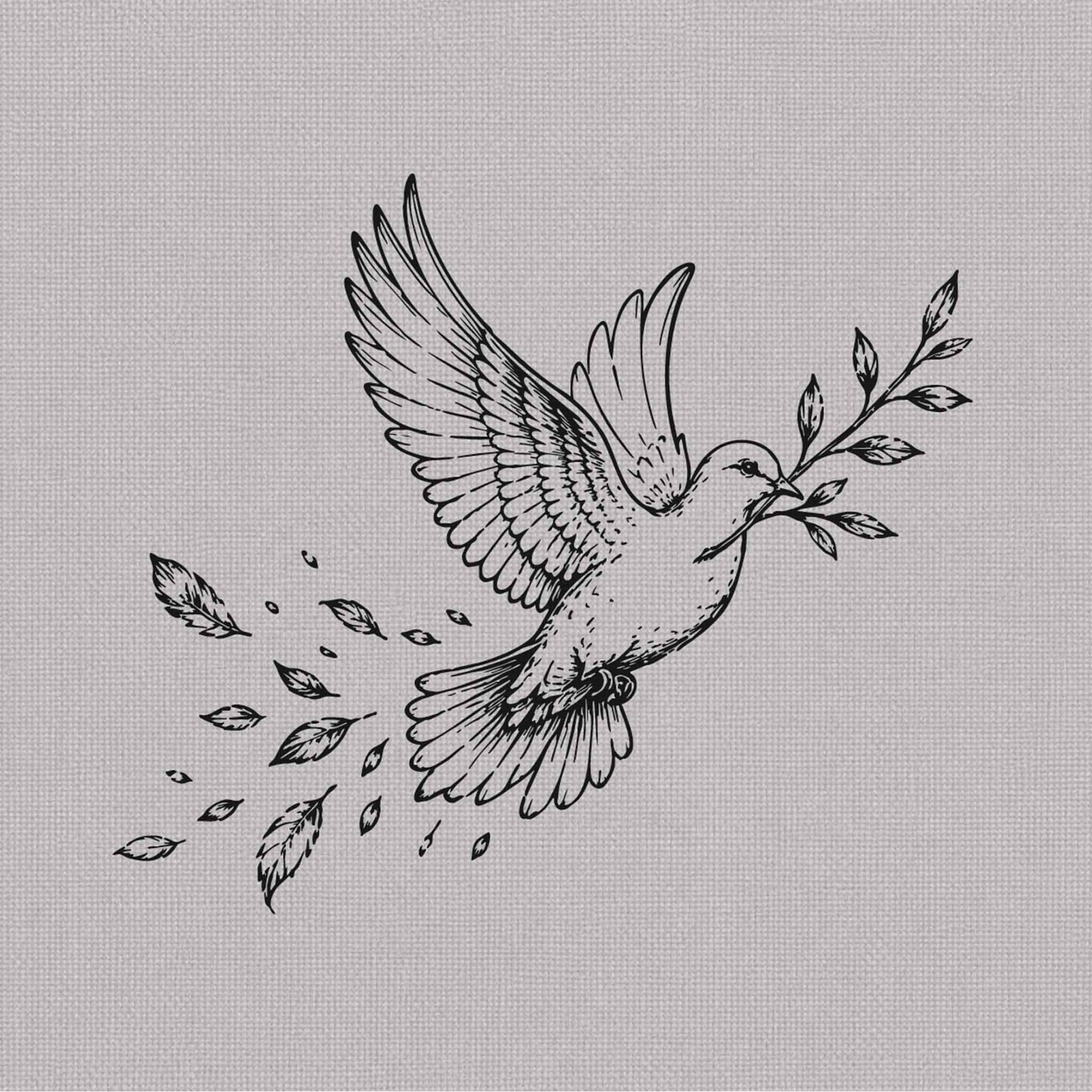 Semi-permanent tattoo design featuring a dove and olive branch, symbolizing peace.