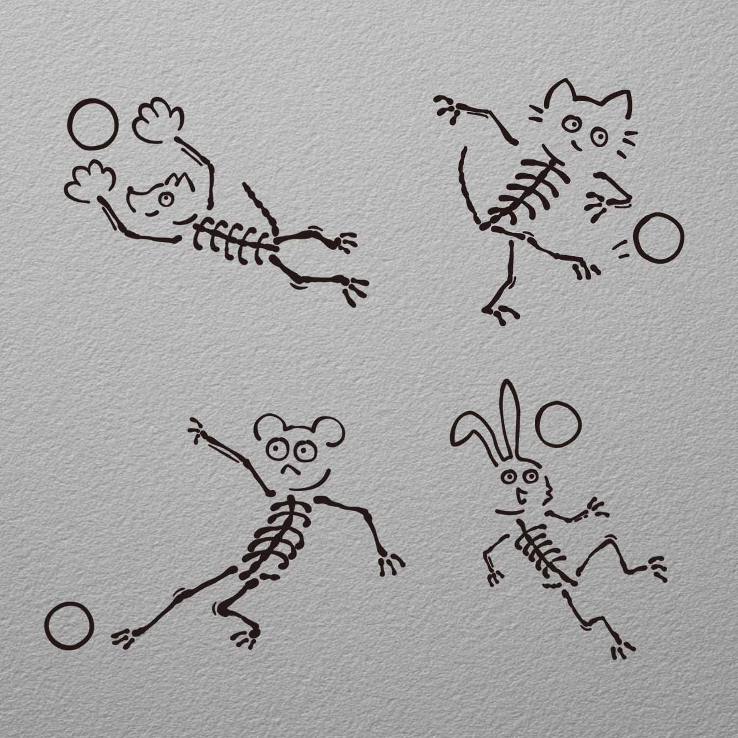 4 pcs 2 week semi temporary tattoo skeleton animal tattoo set 