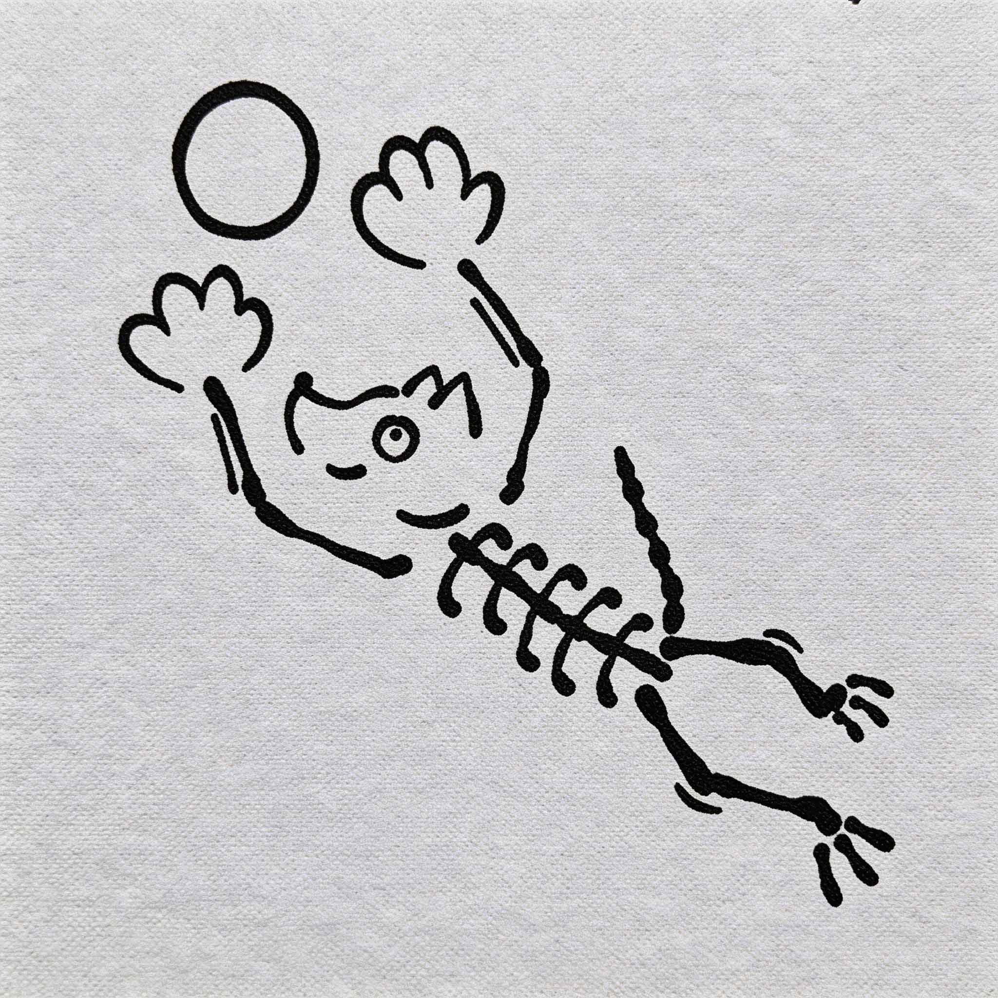Funny skeleton dog and ball temporary tattoo