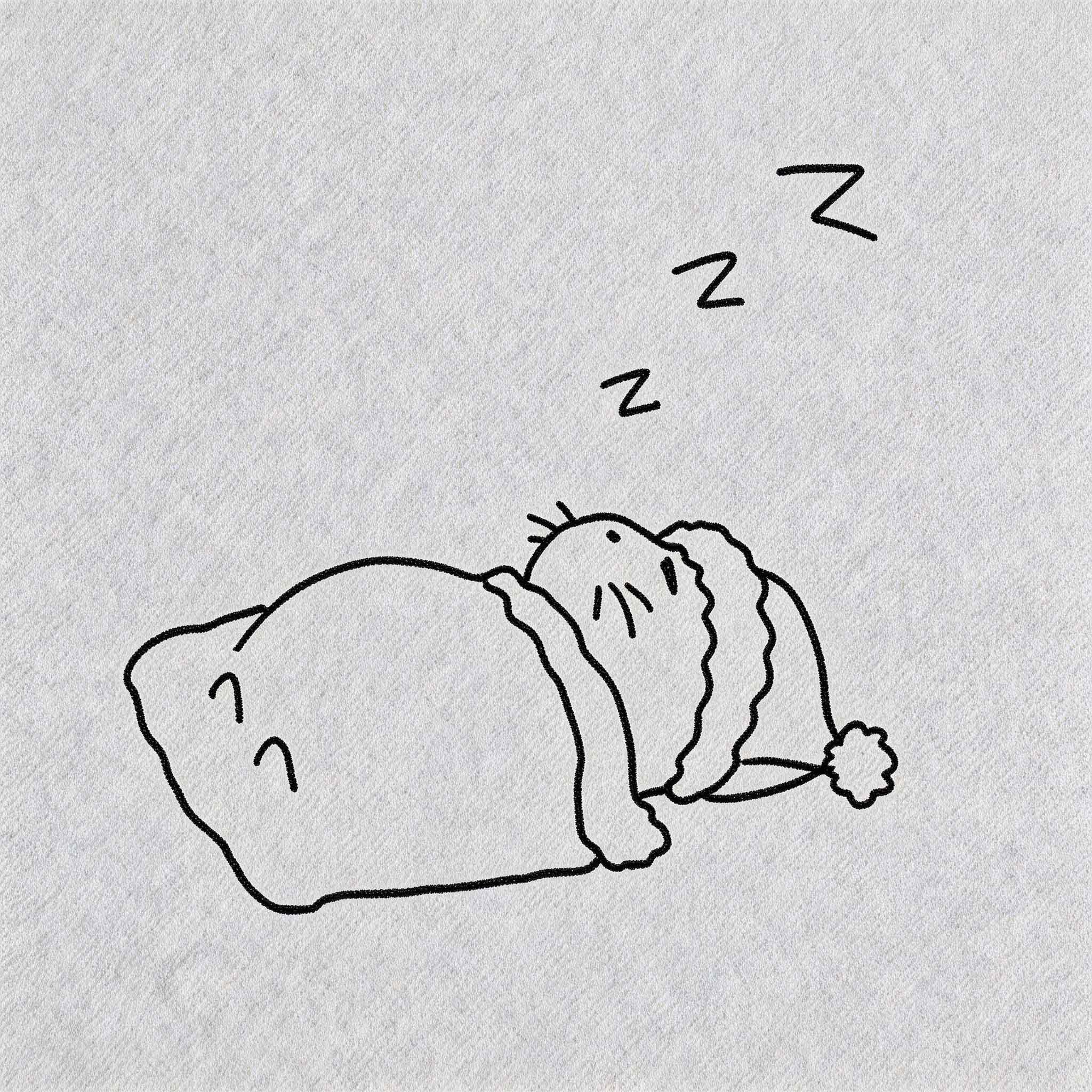 Sleeping cat temporary tattoo with cozy blanket and tiny Z details