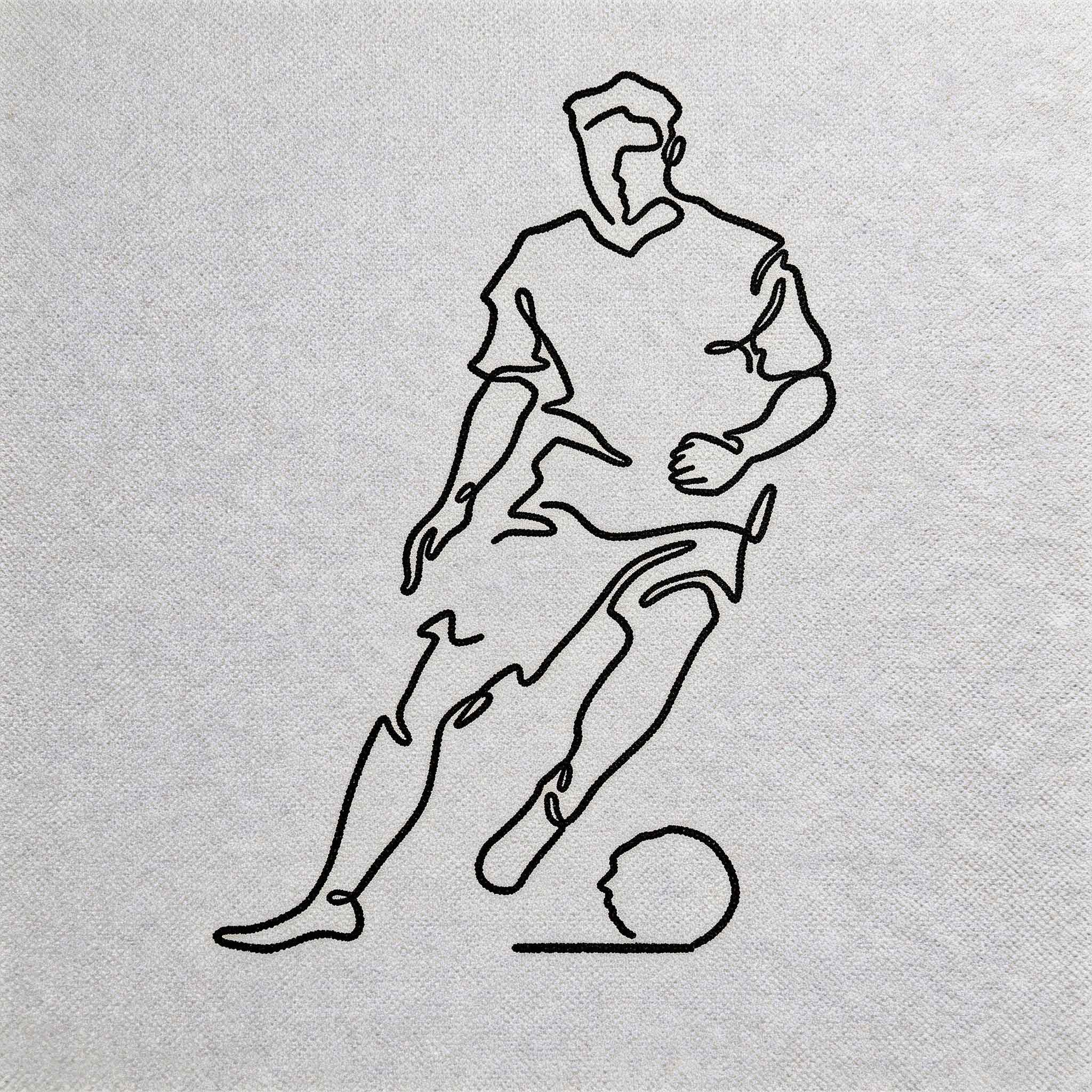 Soccer dribble temporary tattoo with minimalist football player line art