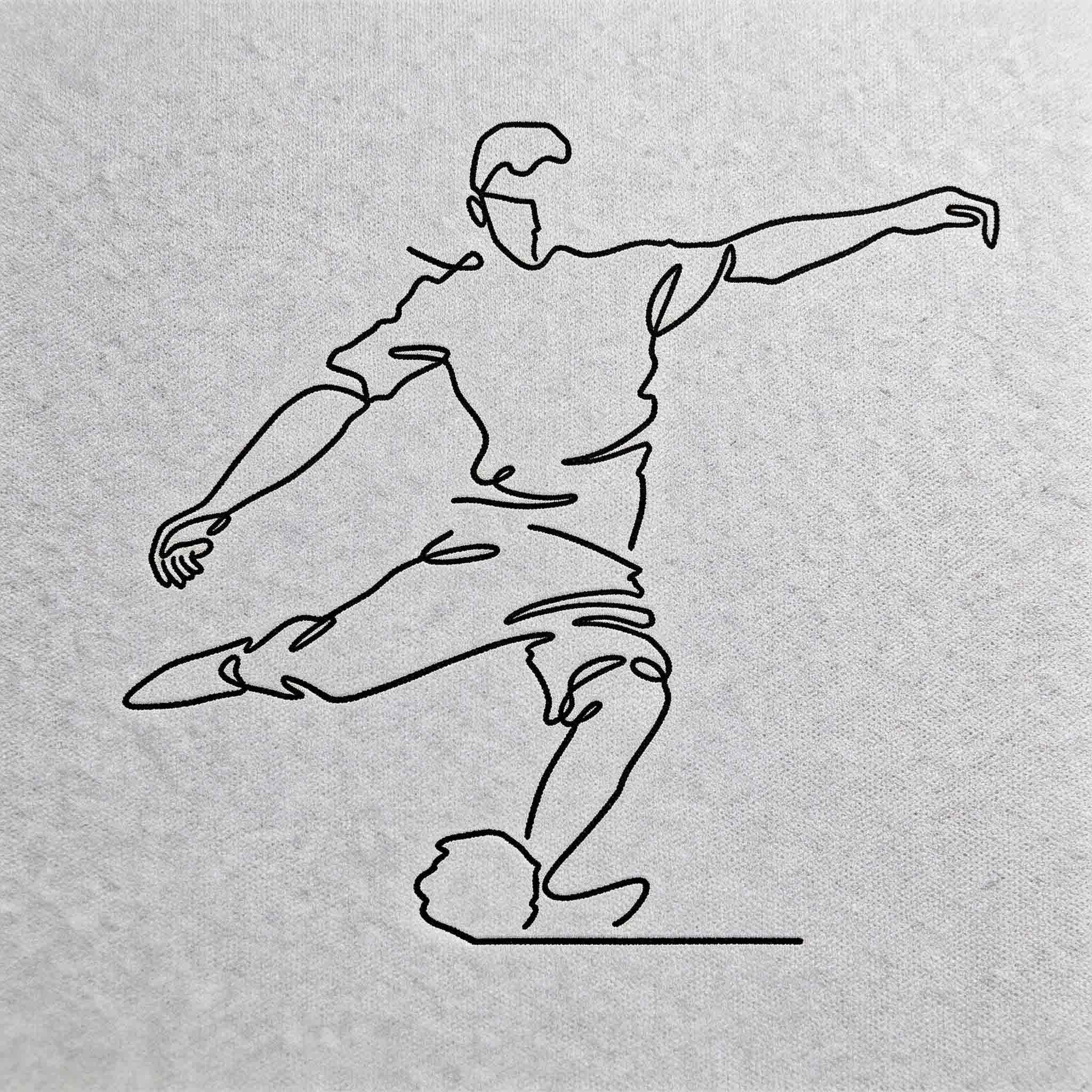 Minimalist soccer player shooting ball line art temporary tattoo