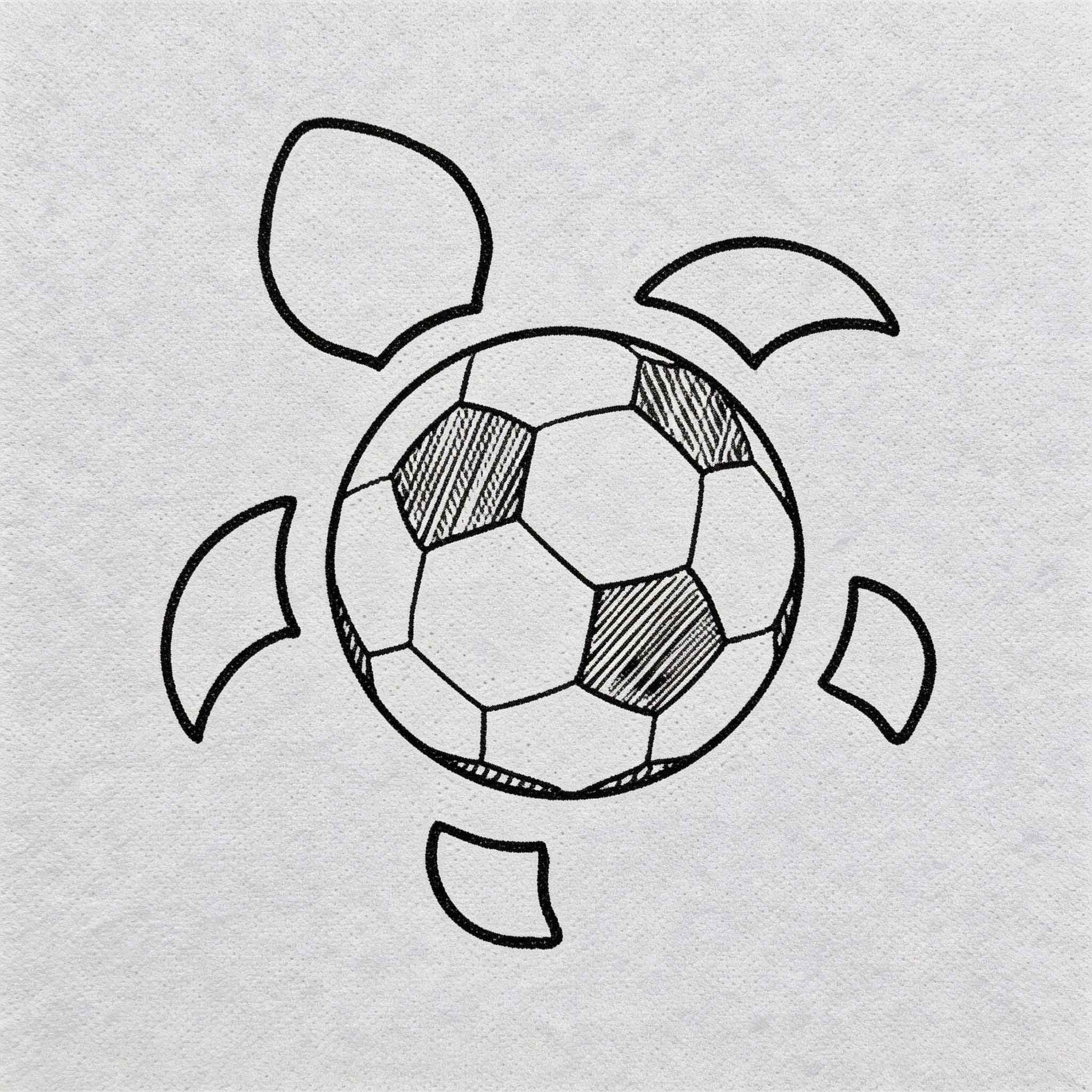 Minimalist turtle temporary tattoo inspired by soccer ball line art