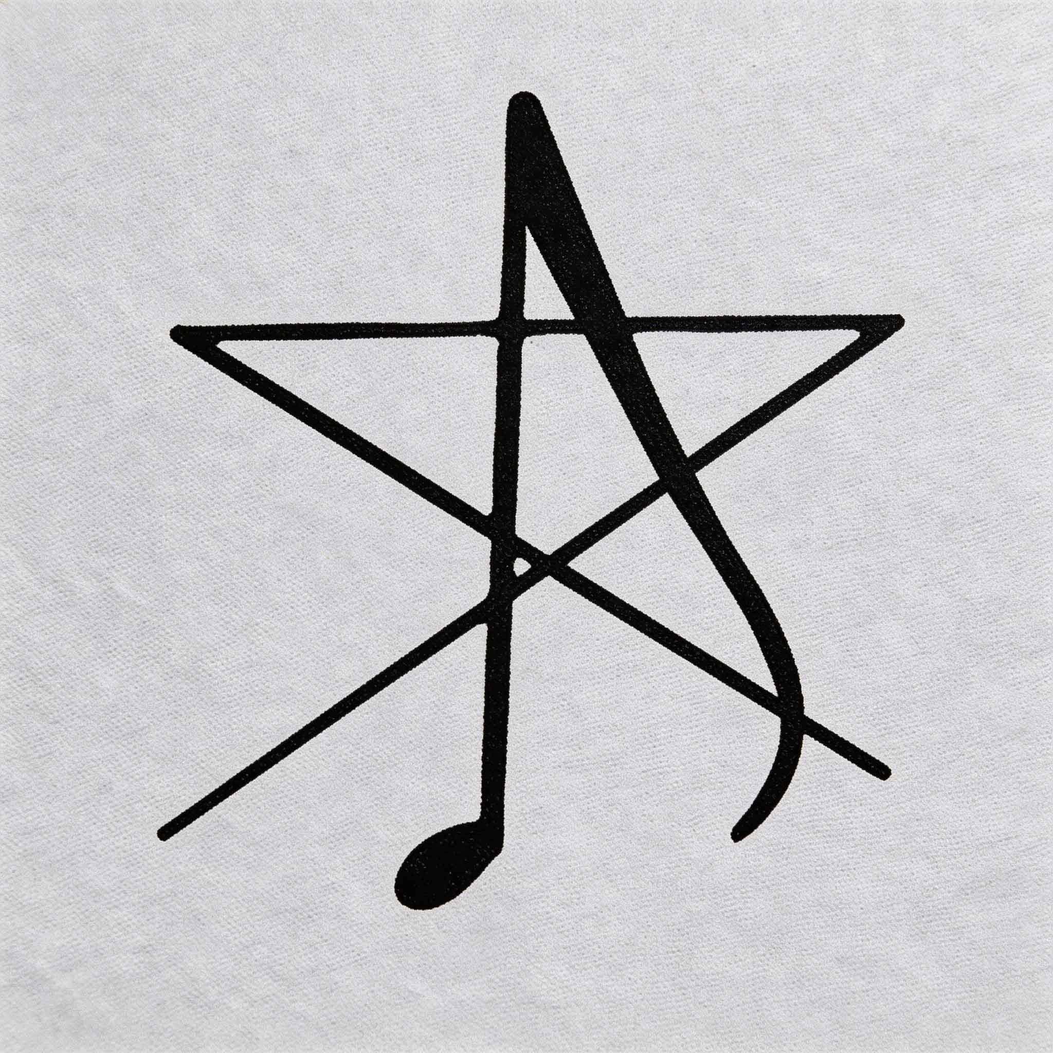 Star and music note temporary tattoo with abstract line art details