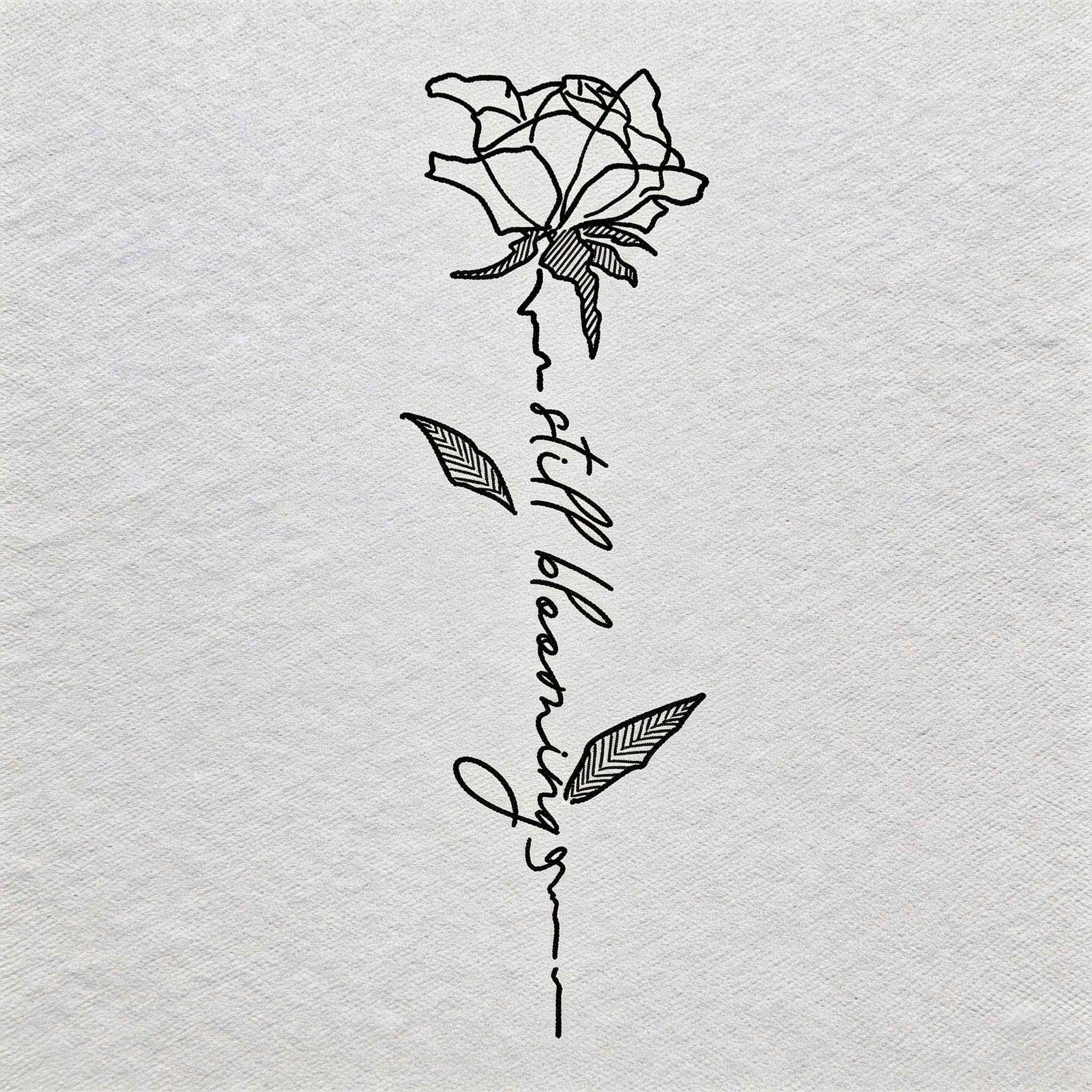 Minimalist Rose Quote Herbal Tattoo Stickers