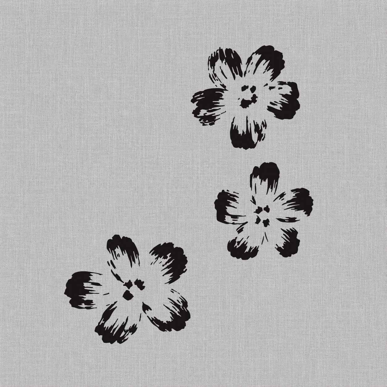 Temporary tattoo ideas design featuring three five-petal flowers with textured black petal tips in a simple botanical arrangement.
