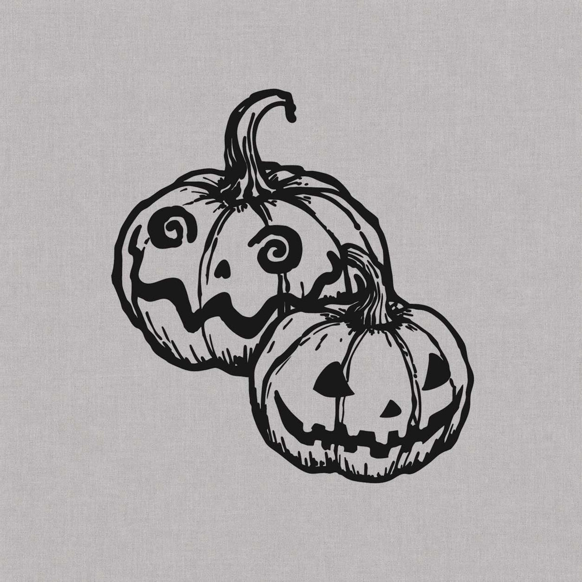 Pumpkin jack-o'-lantern temporary tattoo featuring two carved pumpkins with spooky faces in detailed line art.
