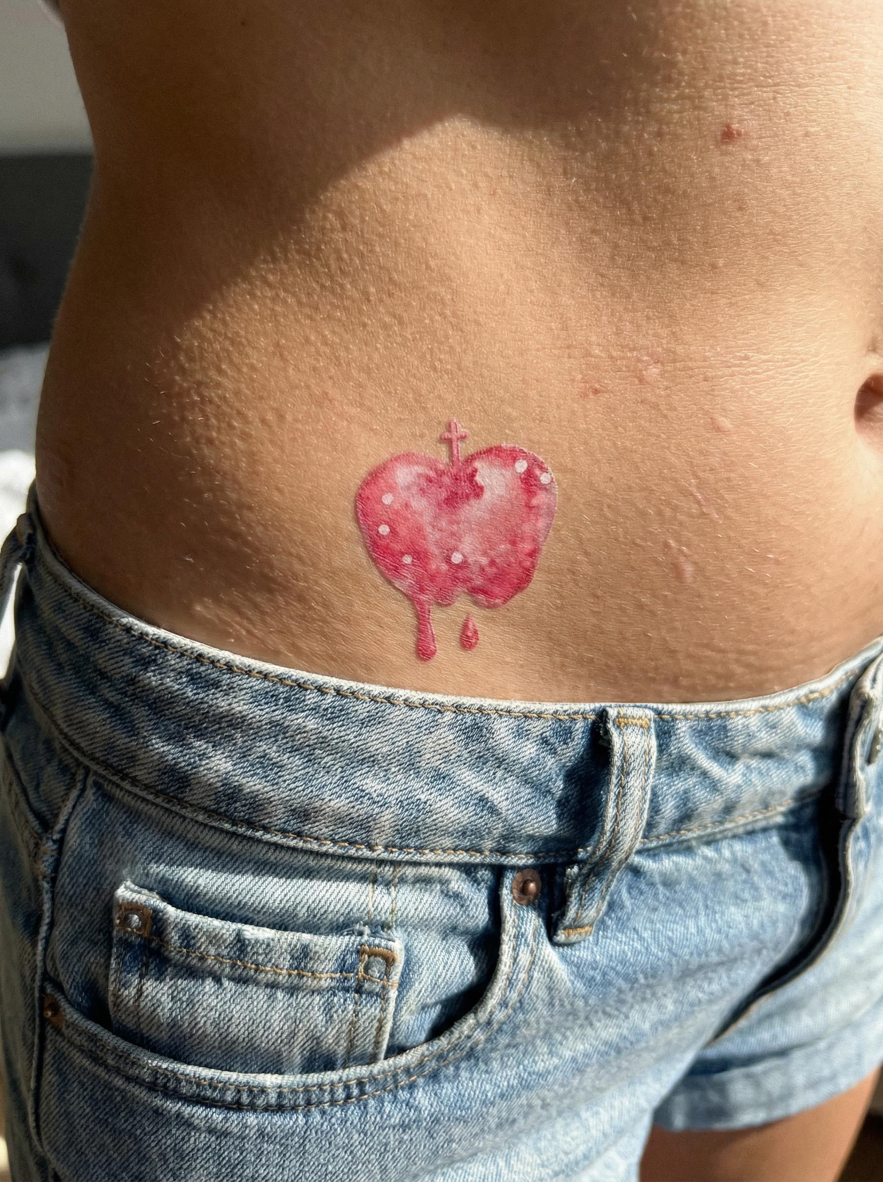 Sacred Heart Waist Tattoo Real Shot