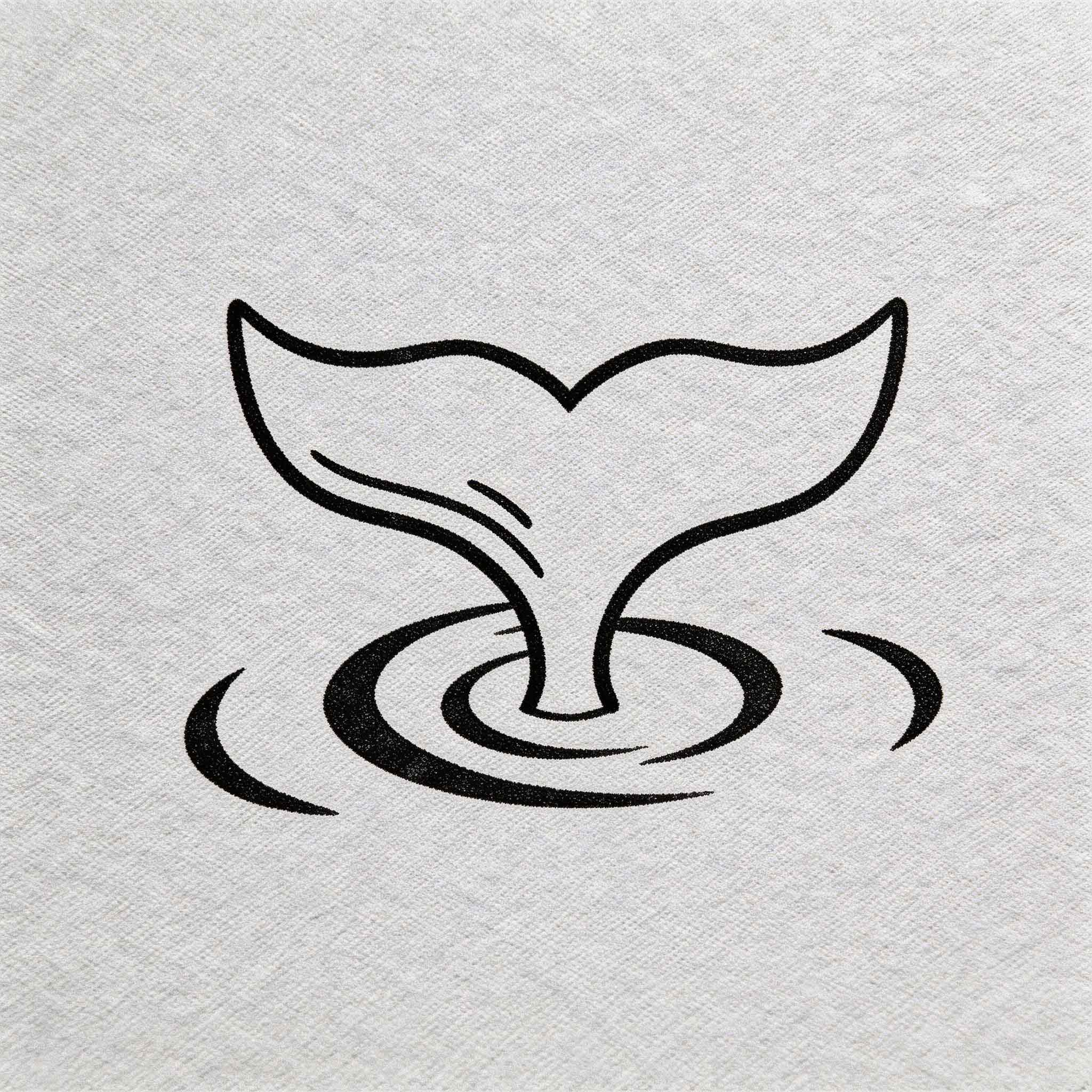 Whale tail temporary tattoo with minimalist ocean wave line art