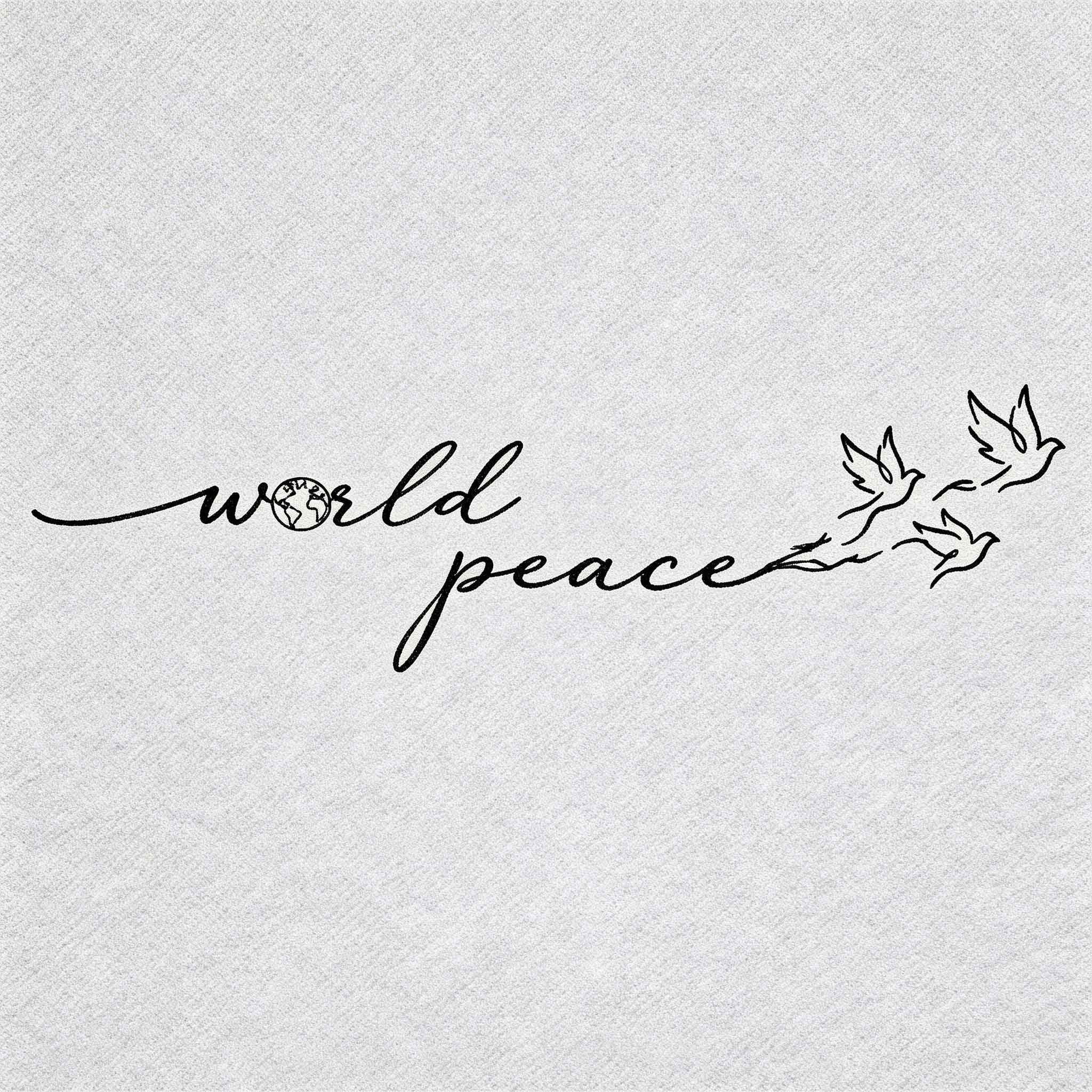 World Peace dove globe temporary tattoo with clean symbolic line art