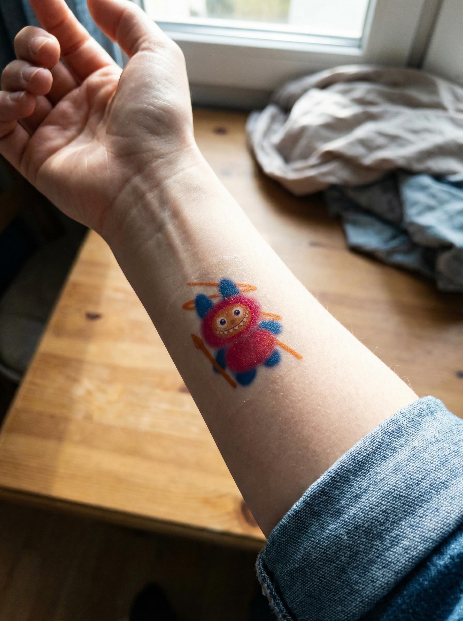 Cute Devil Monster Forearm Tattoo Real Shot