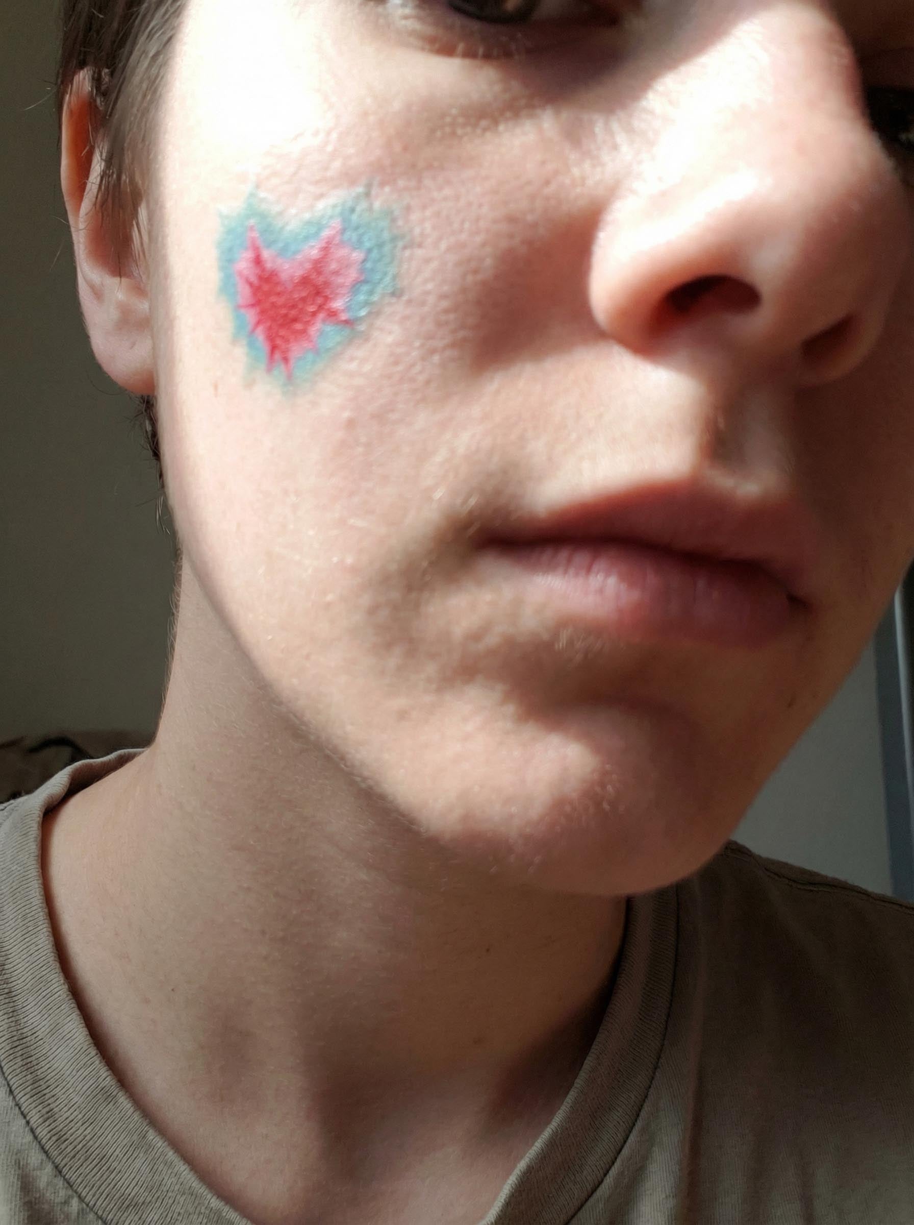 Gradient Heart Cheek Tattoo Real Shot