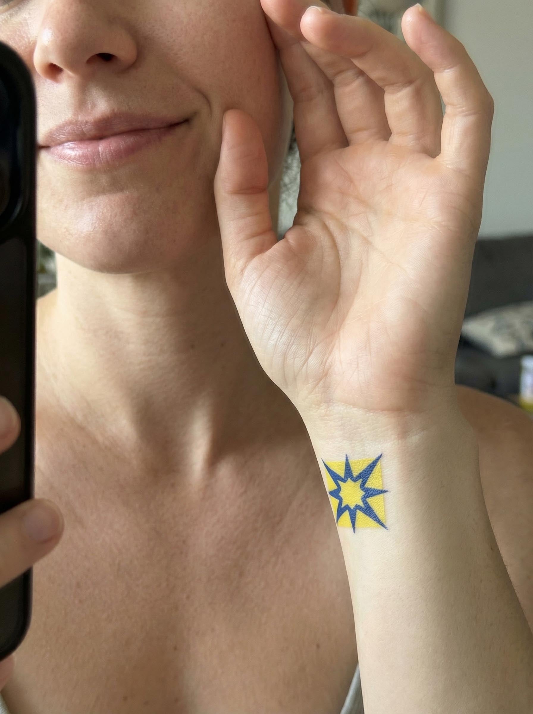 Star Burst Wrist Tattoo Real Shot