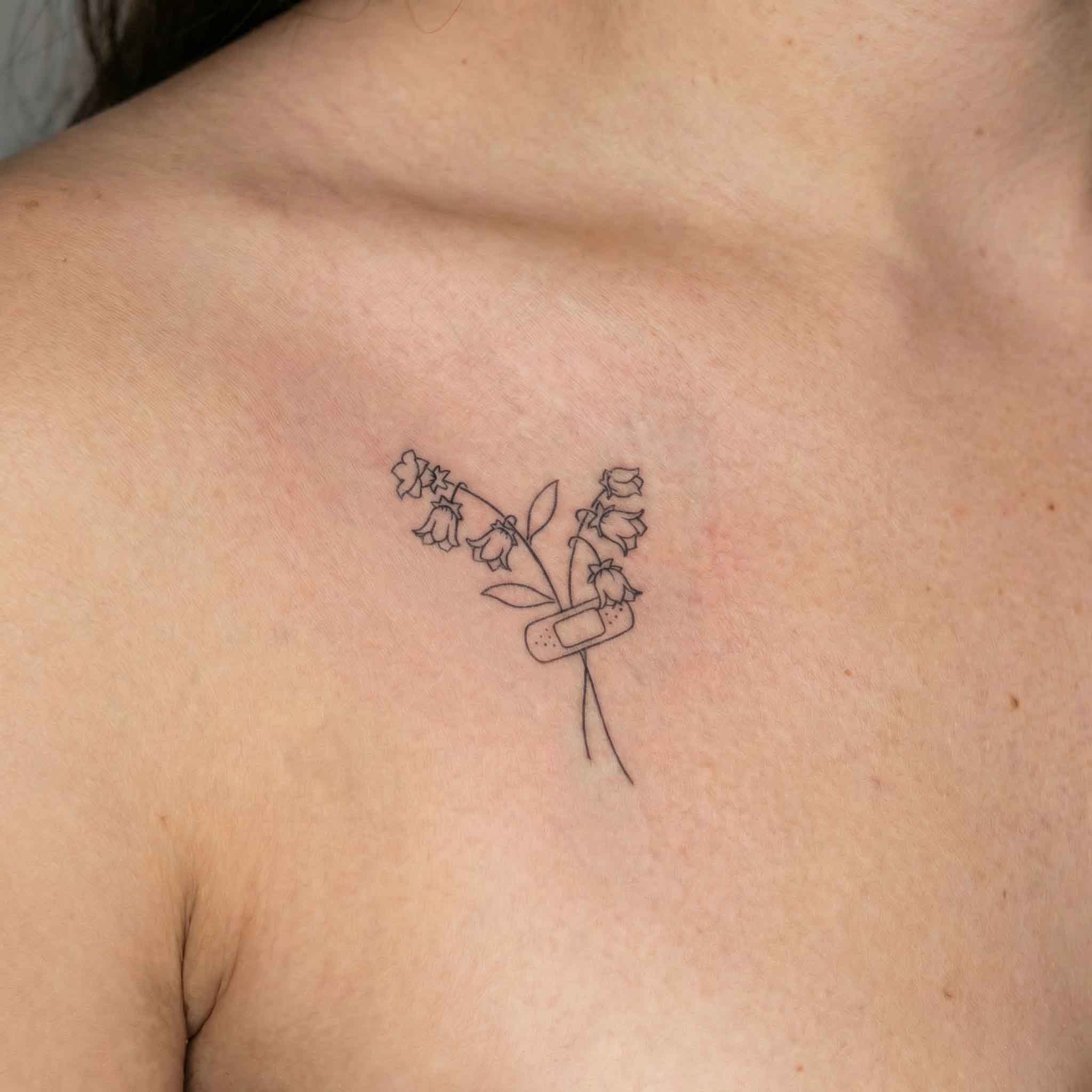 Bellflower bouquet temp tattoo on skin