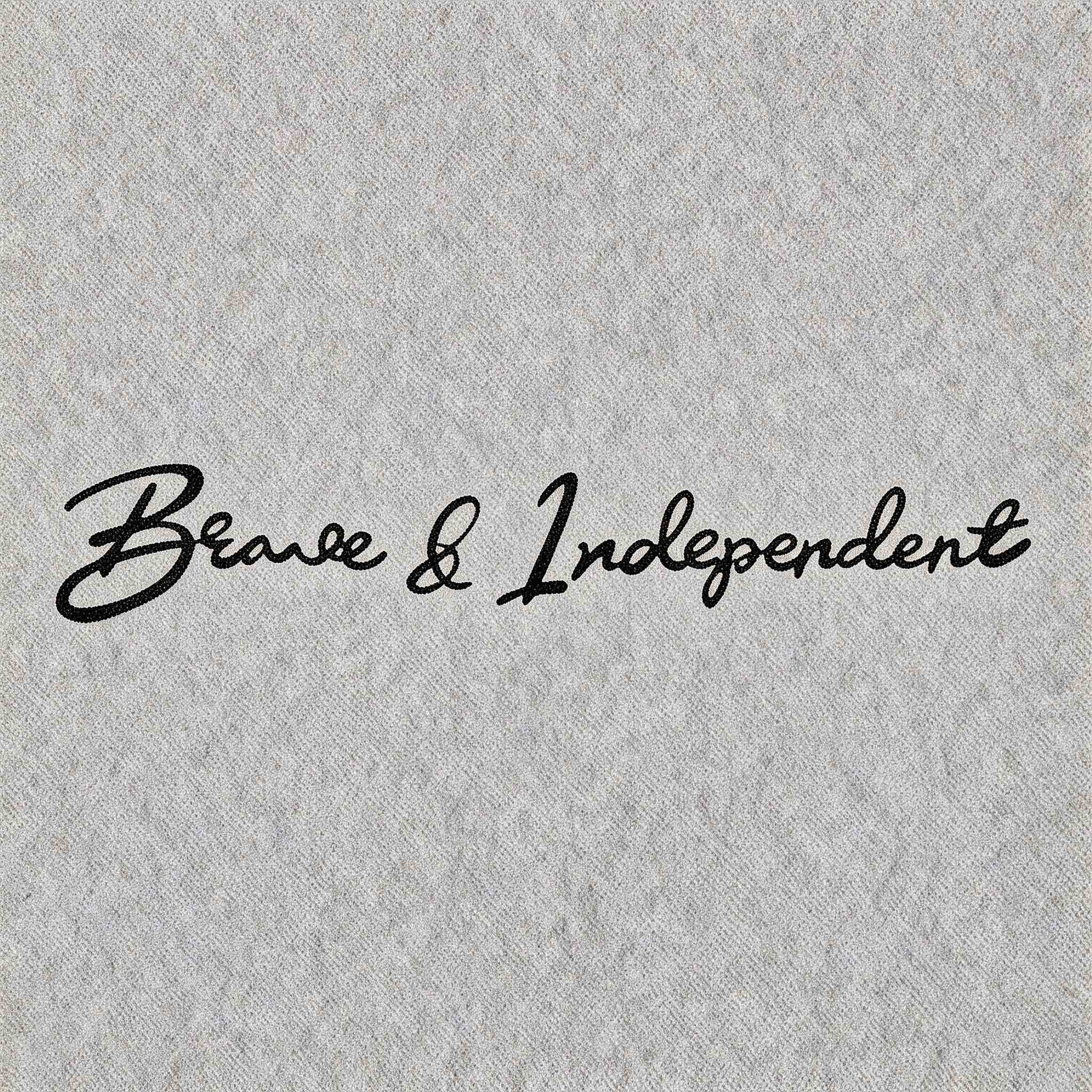 Brave & Independent script herbal semi-permanent temporary tattoo in minimalist handwritten quote style