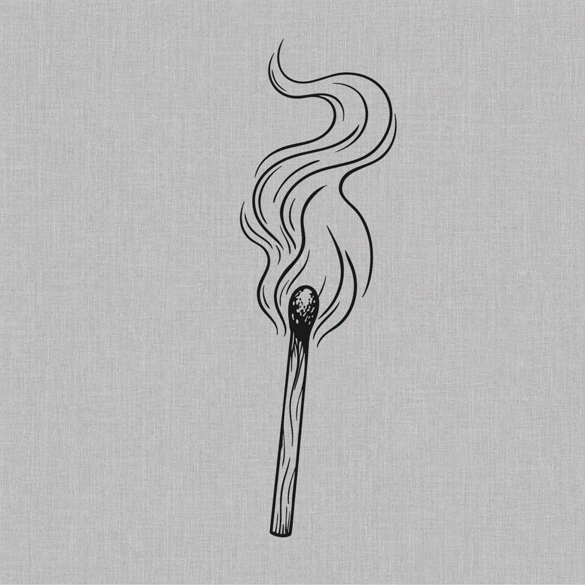 burning match minimalist semi permanent tattoo design