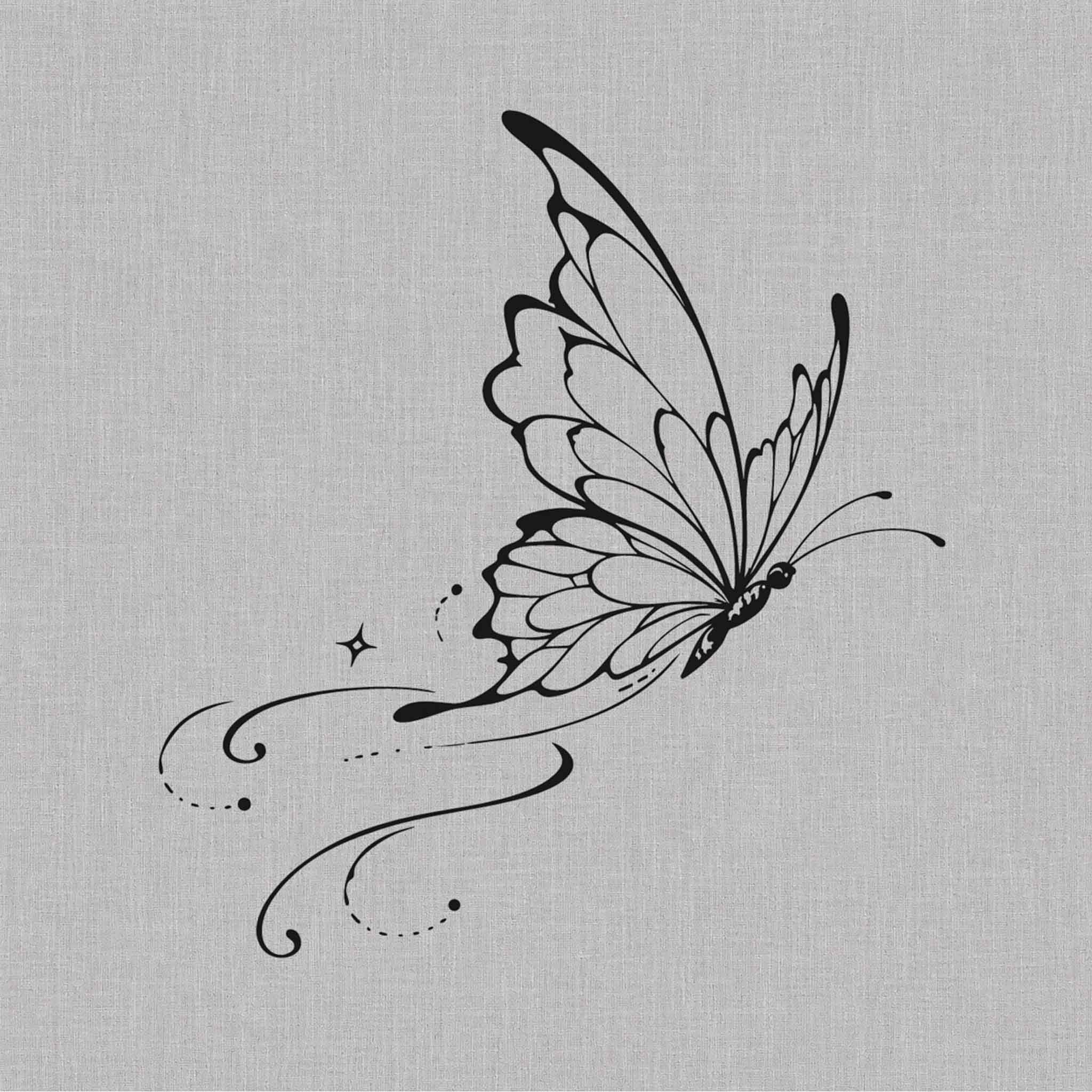 butterfly temporary tattoos design with flowing black line art and delicate wing details