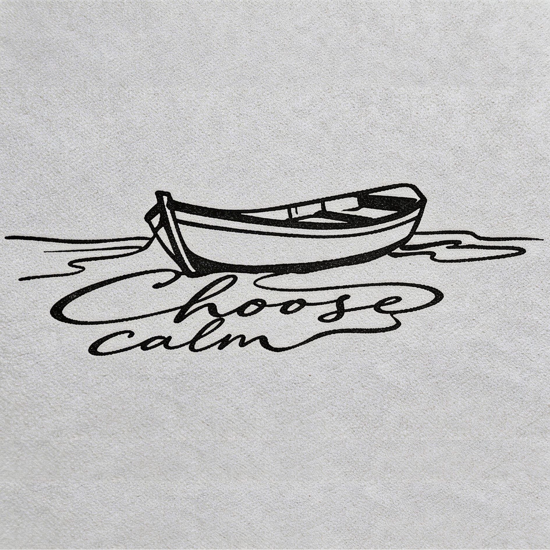 Choose calm boat herbal semi-permanent temporary tattoo with minimalist line art and script quote
