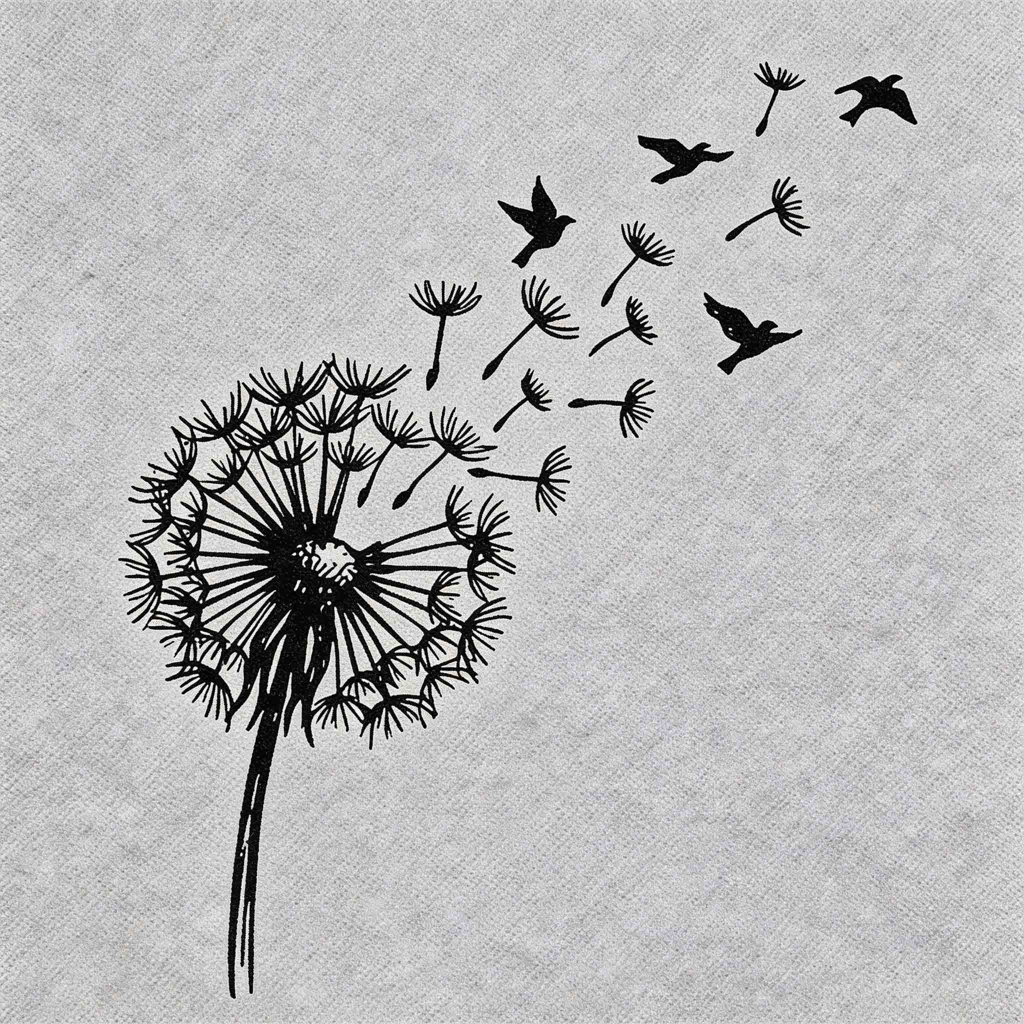 Dandelion and birds temporary tattoo design