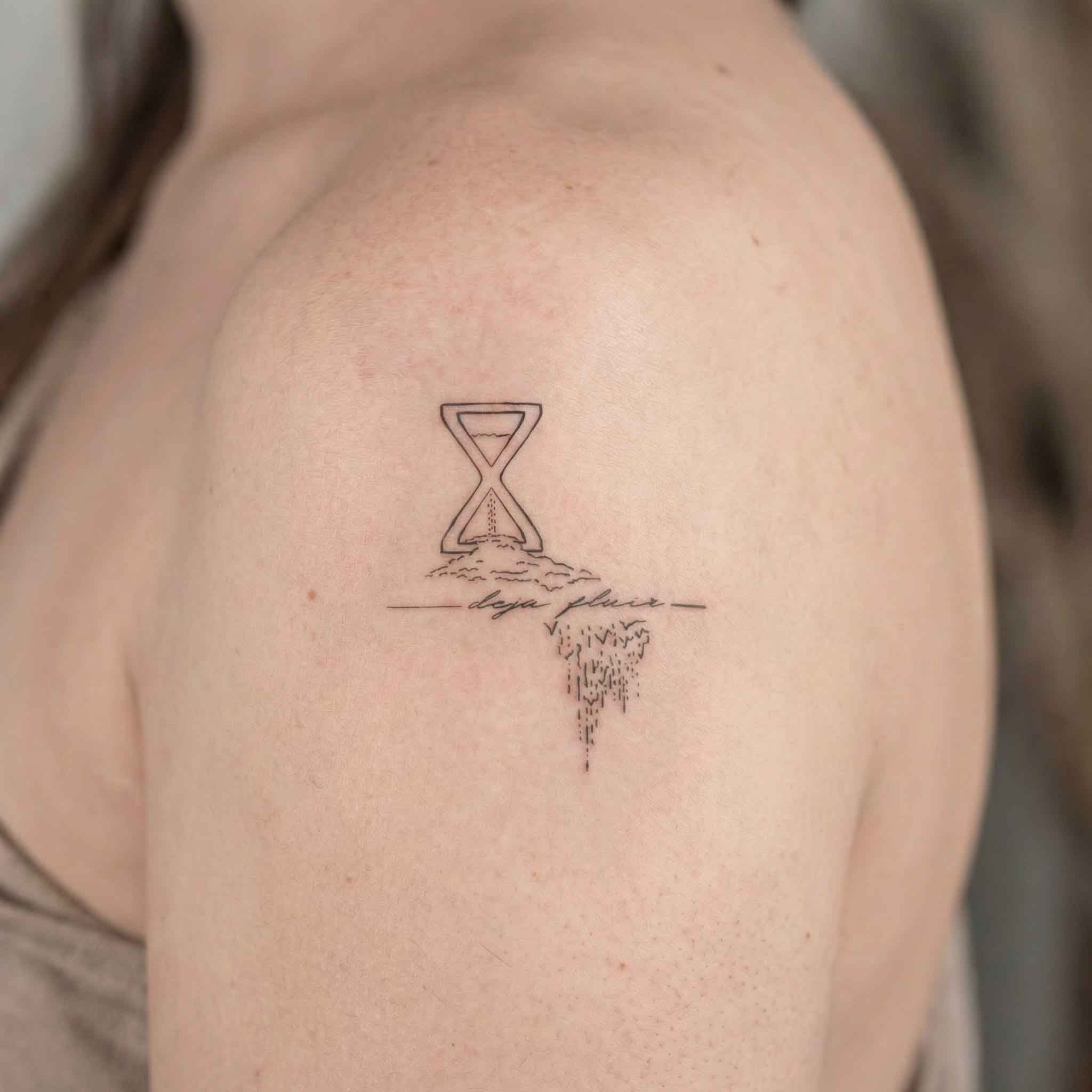 deja fluir hourglass herbal semi permanent tattoo minimalist let it flow time 2 week temporary tattoo plant based design