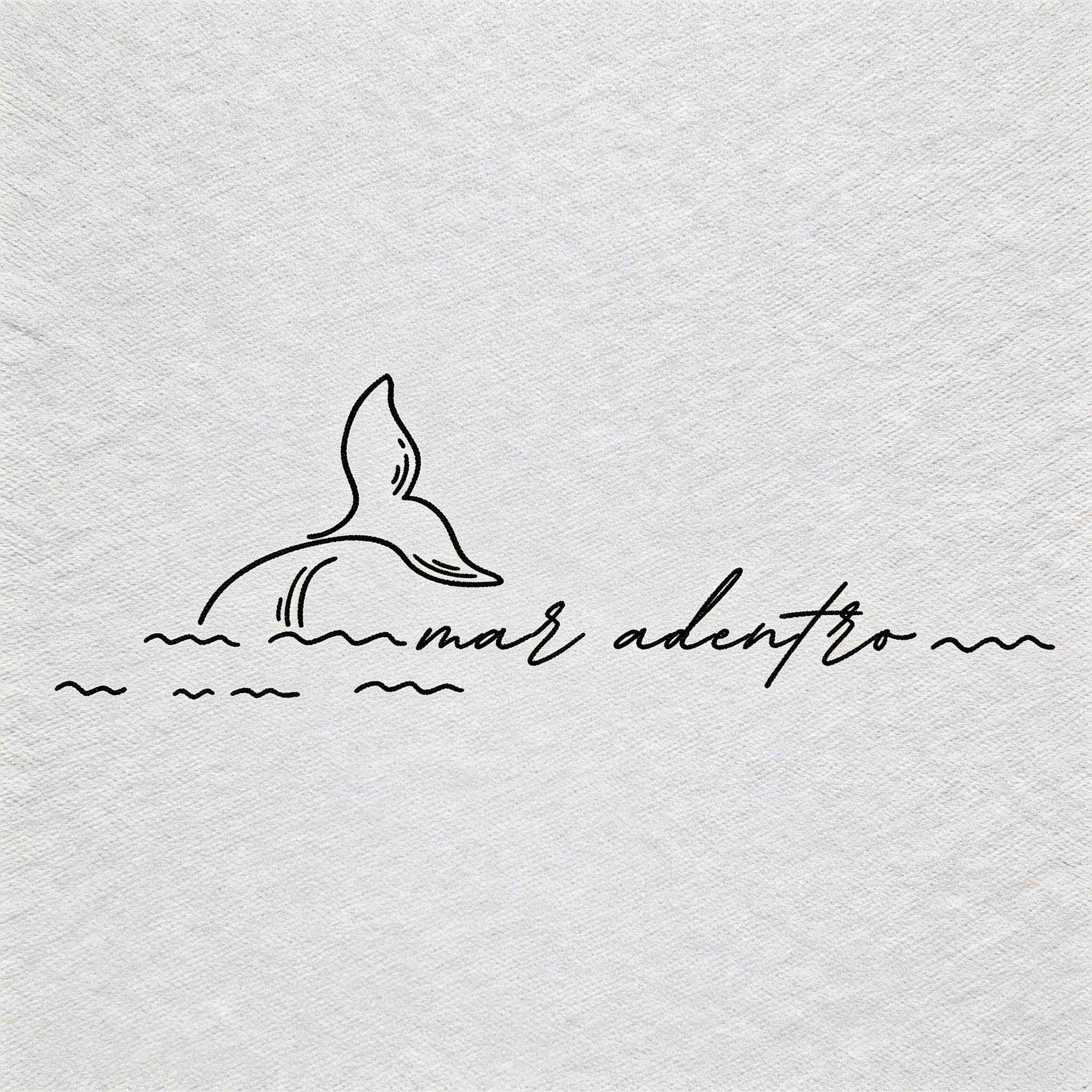 Whale tail ocean temporary tattoo with simple wave-inspired line art