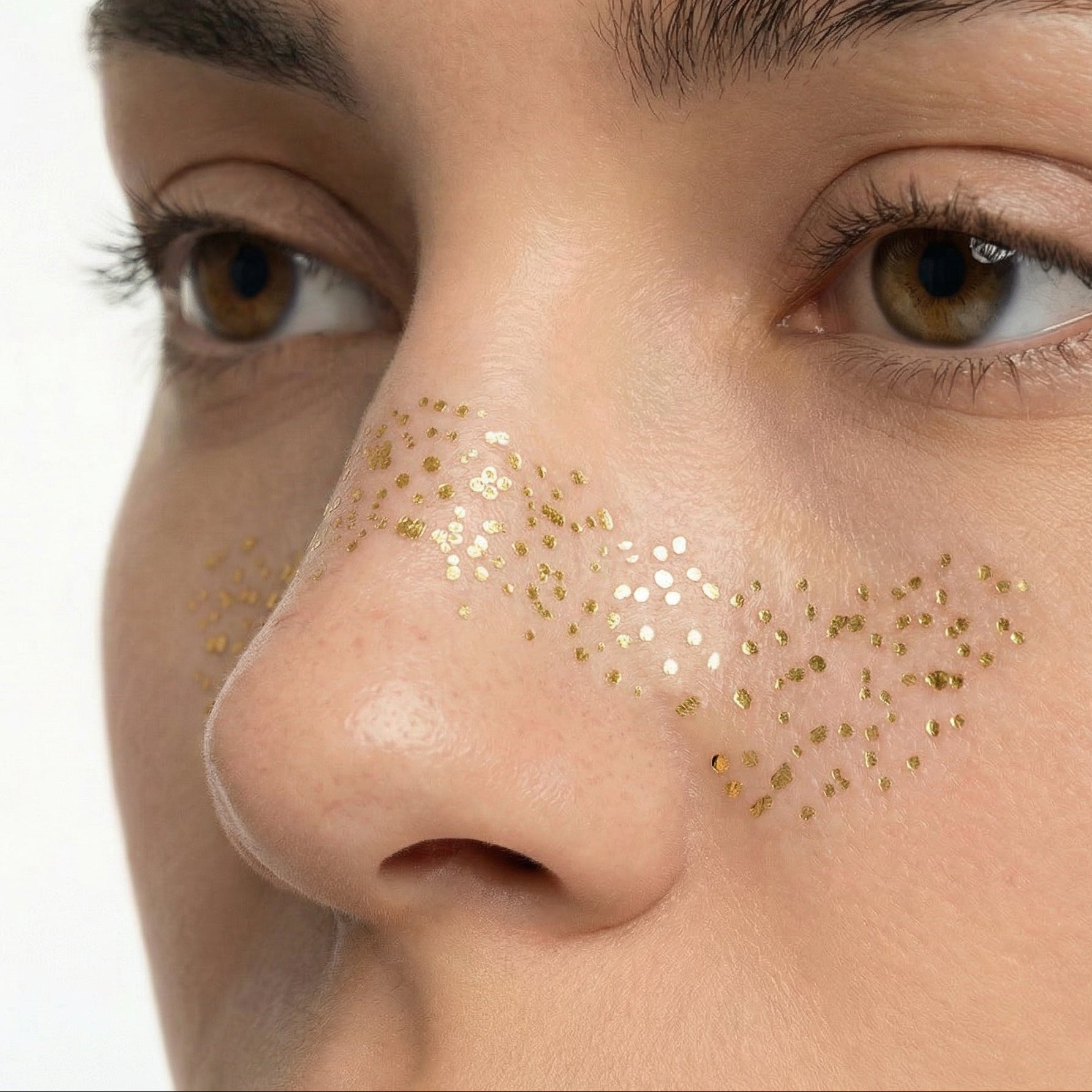 Natural matte freckle temporary tattoo result after peeling – realistic fake freckles on skin
