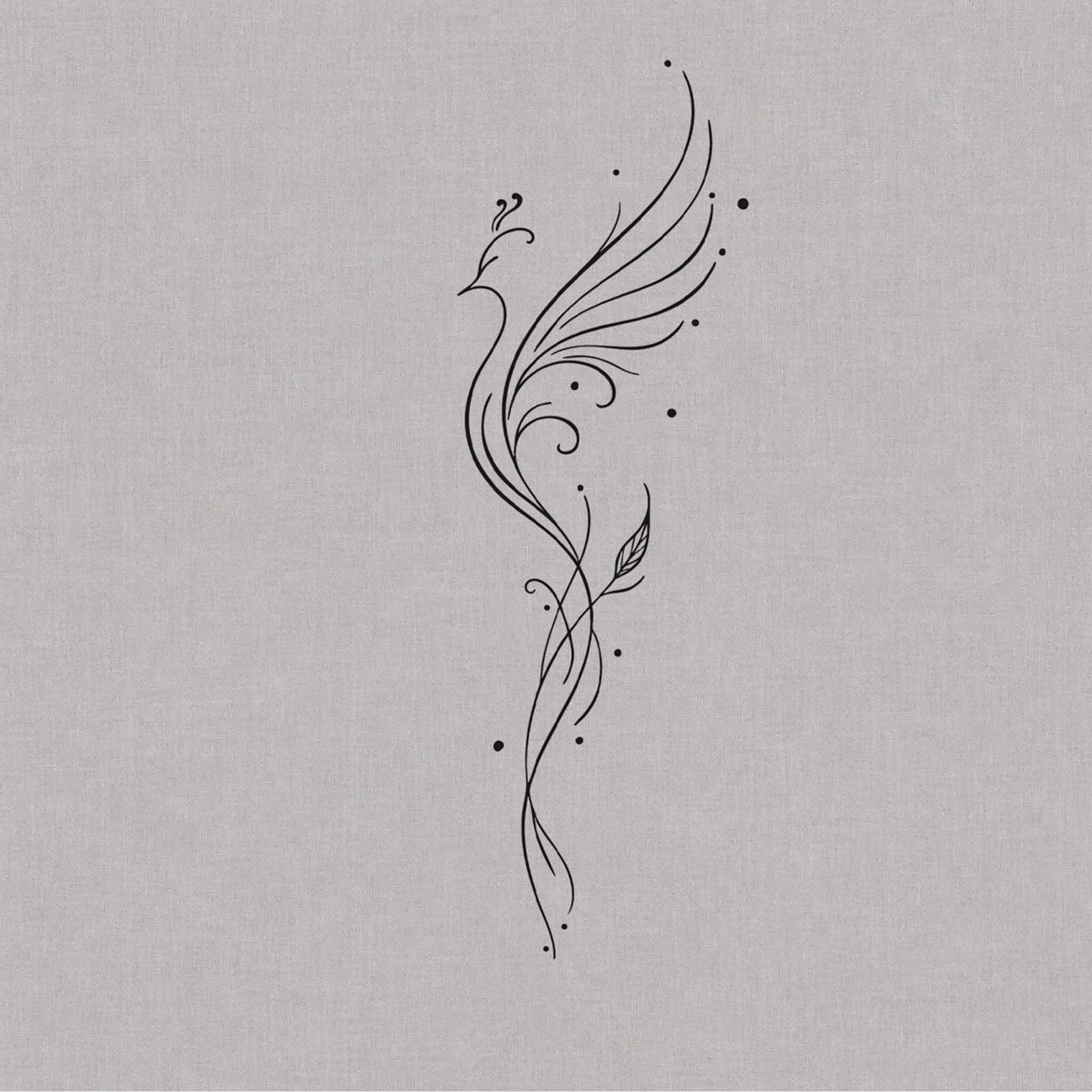 phoenix semi permanent tattoo minimalist rebirth symbol