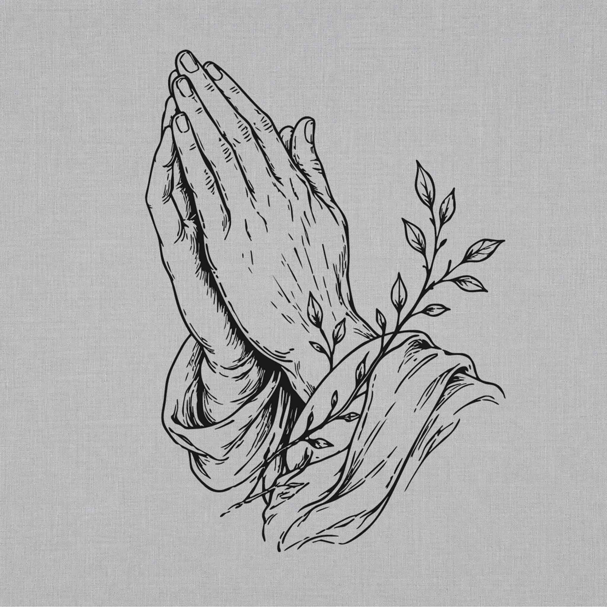 praying hands fine line temporary tattoo design