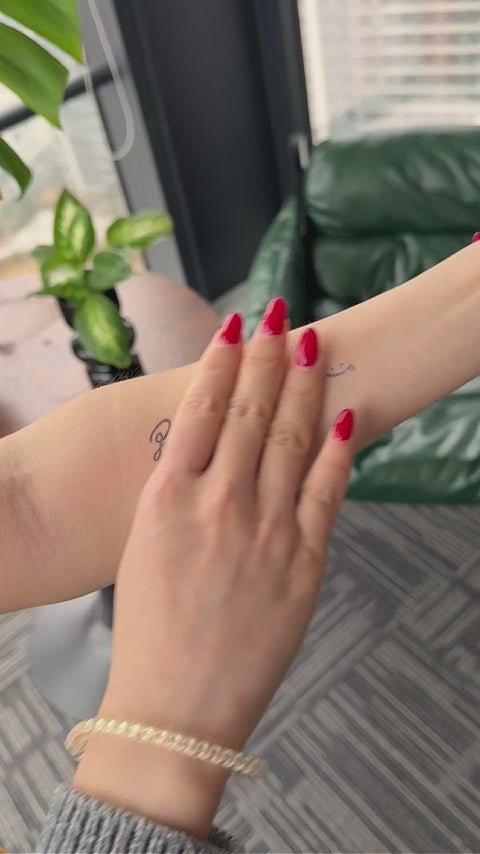 Realistic tattoo effect on skin shown from different angles and lighting, demonstrating how the pattern blends naturally with skin texture.