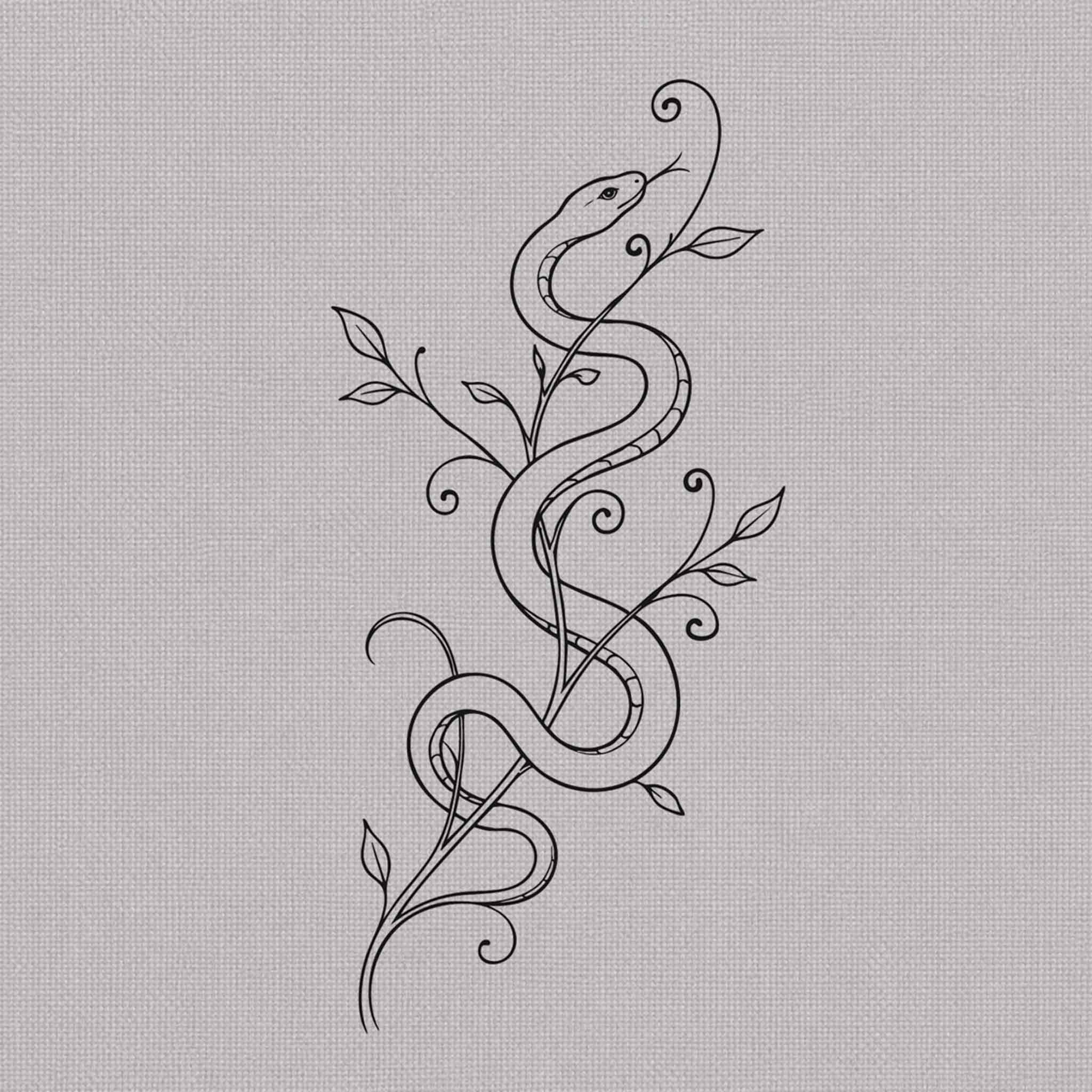 snake temporary tattoo with botanical vine design