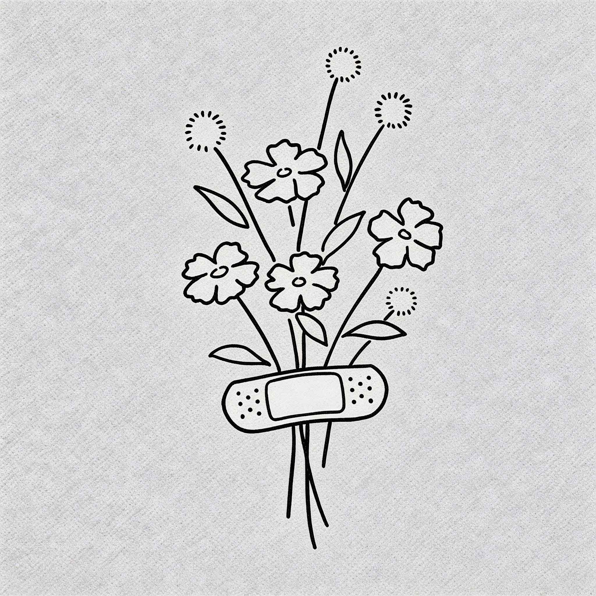 Floral bouquet temporary tattoo with delicate botanical flower designs